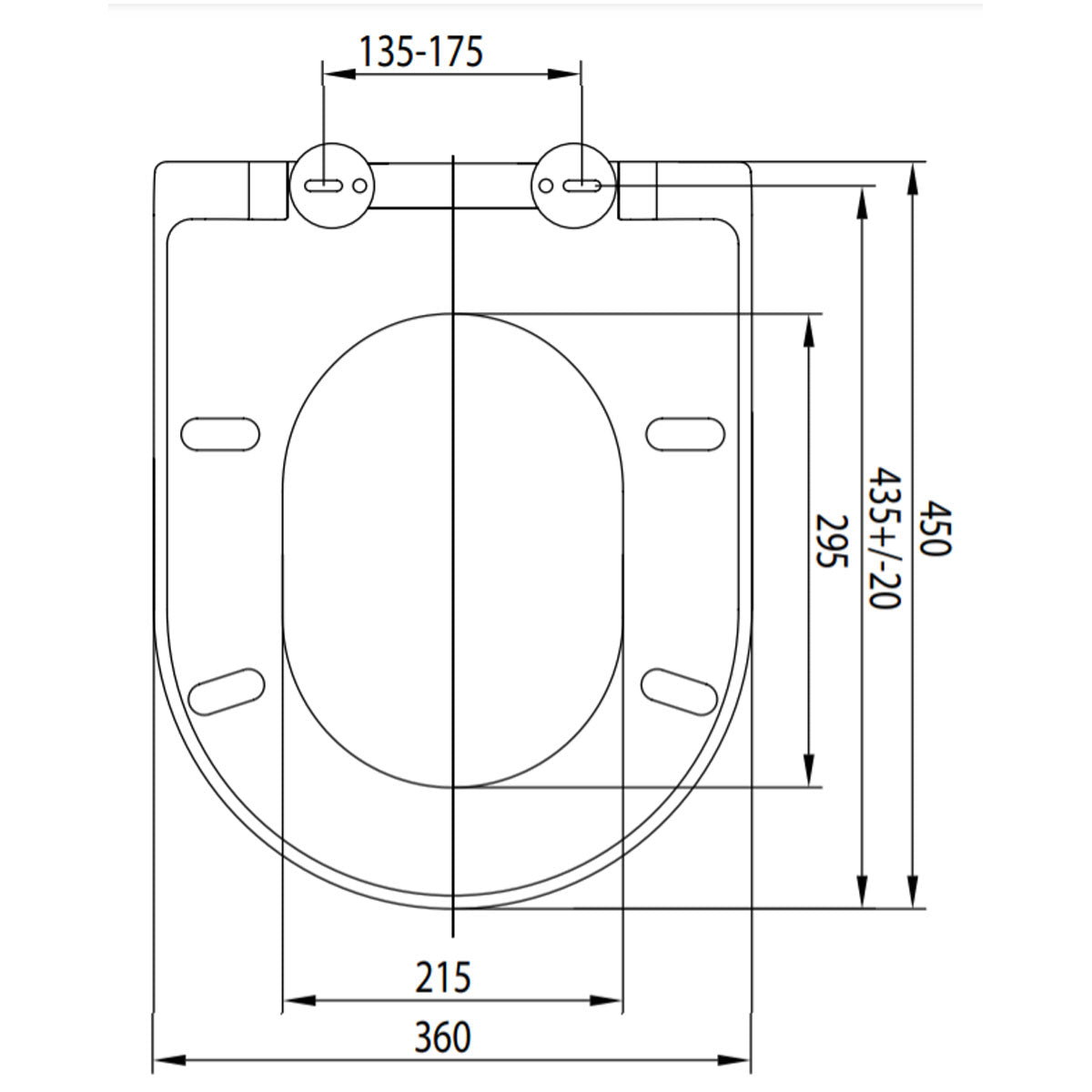 D Shaped Soft Close Toilet Seat With Quick Release Hinges - White