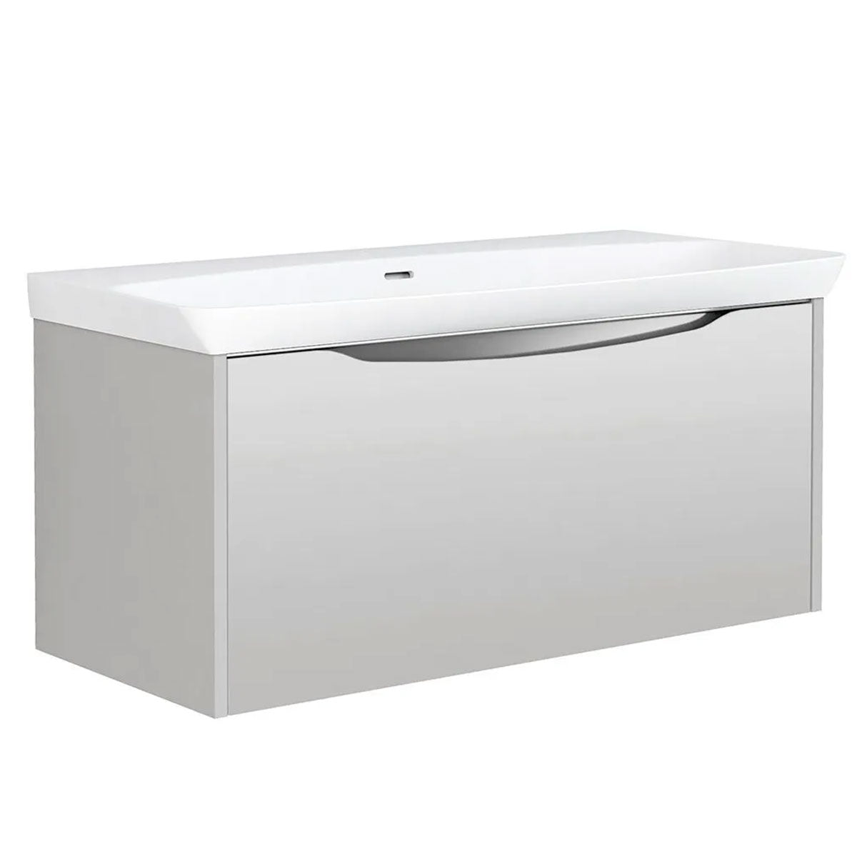 Utopia Lustre 1-Drawer Wall Hung Vanity Unit With Washbasin and LED Illumination - Powder Grey