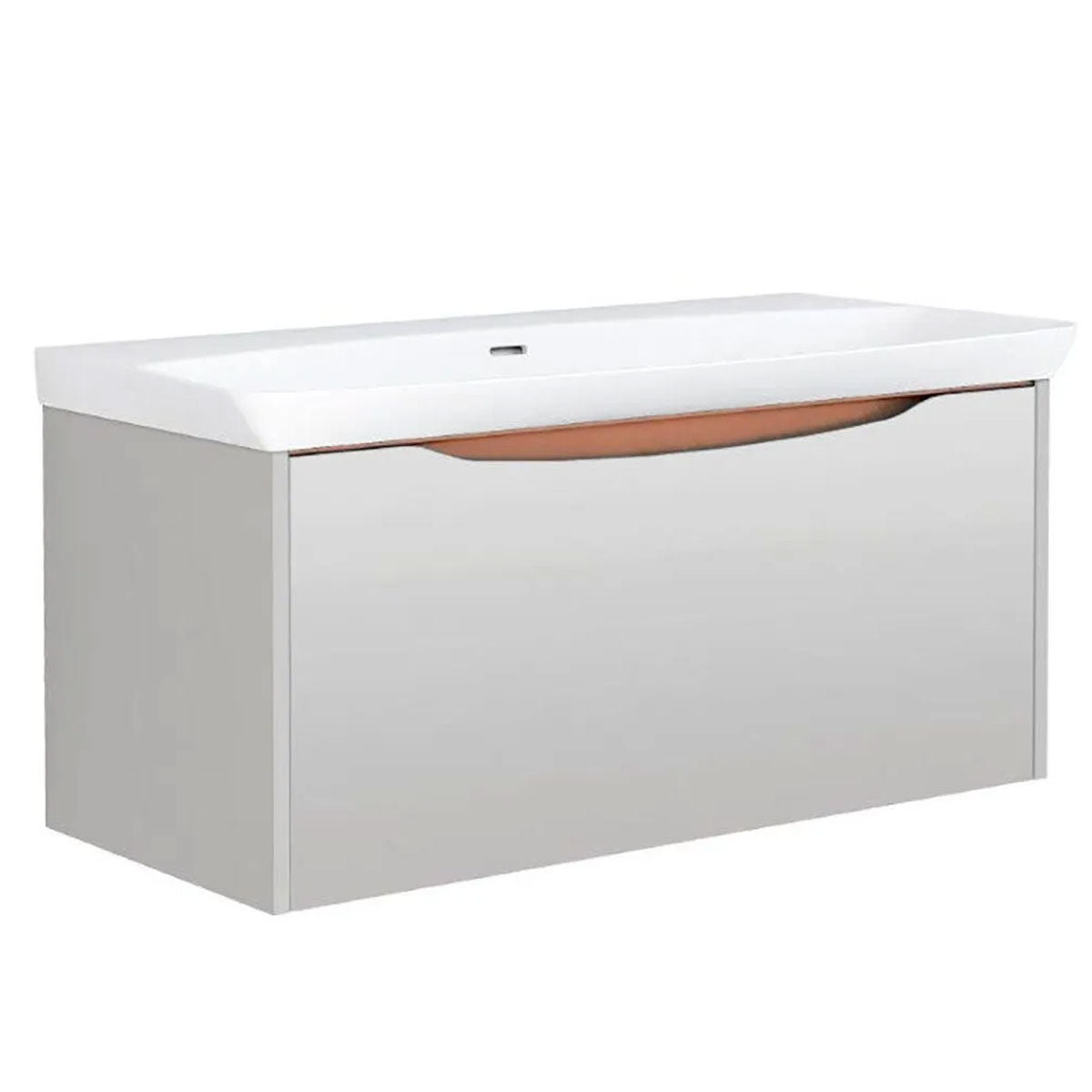 Utopia Lustre 1-Drawer Wall Hung Vanity Unit With Washbasin and LED Illumination - Powder Grey