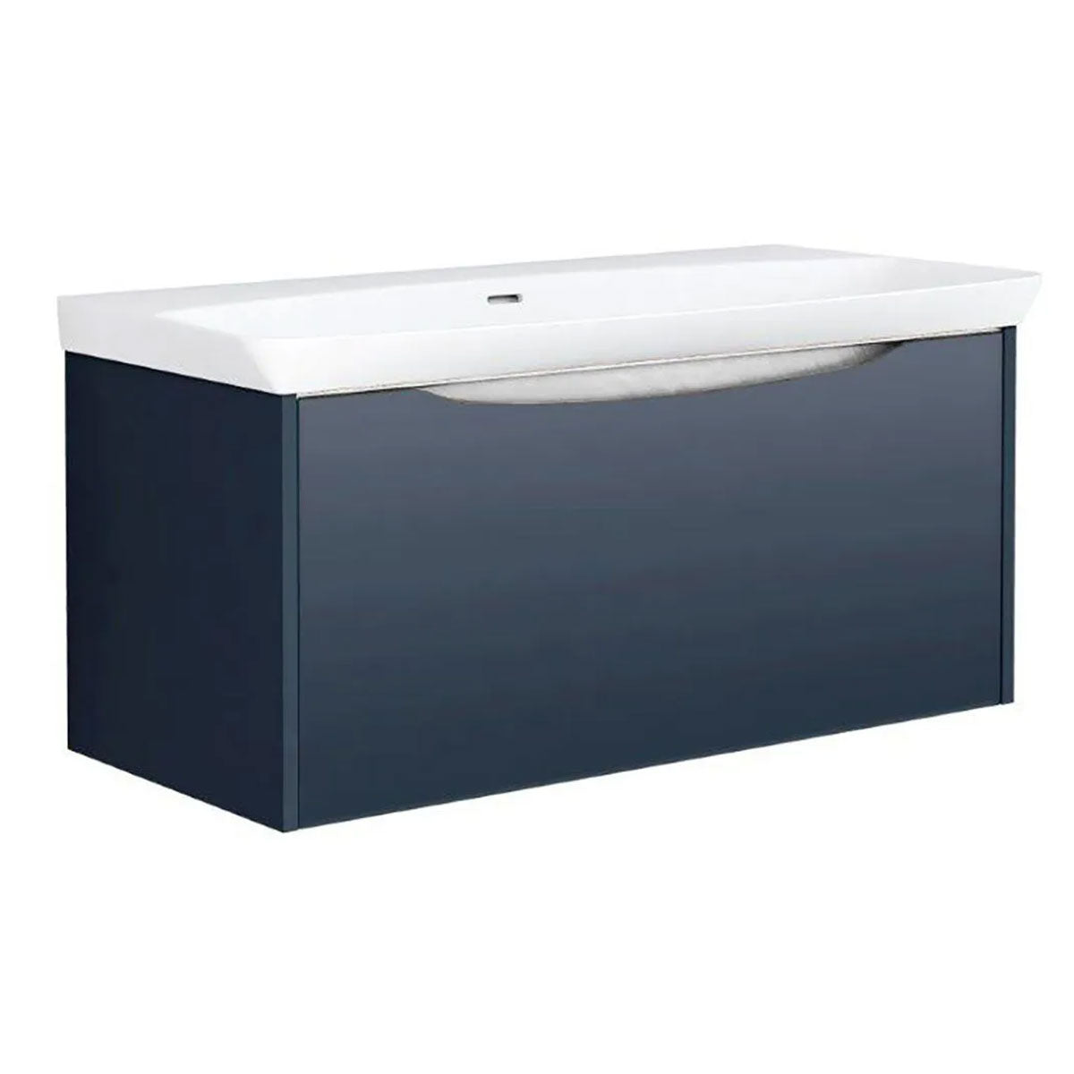 Utopia Lustre 1-Drawer Wall Hung Vanity Unit With Washbasin and LED Illumination - Indigo