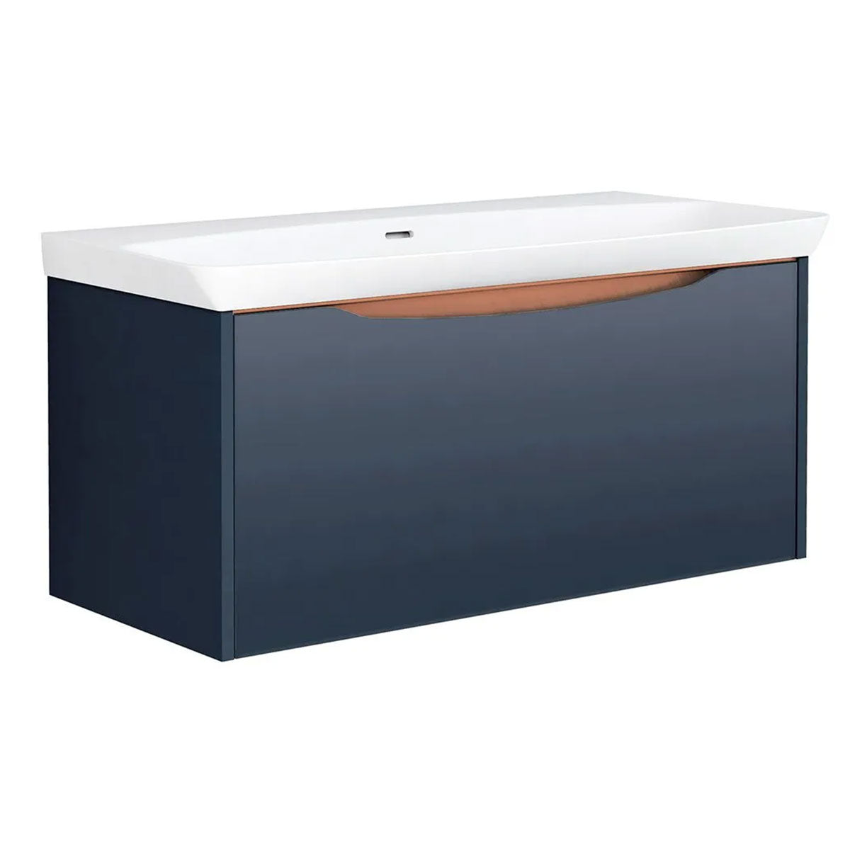 Utopia Lustre 1-Drawer Wall Hung Vanity Unit With Washbasin and LED Illumination - Indigo