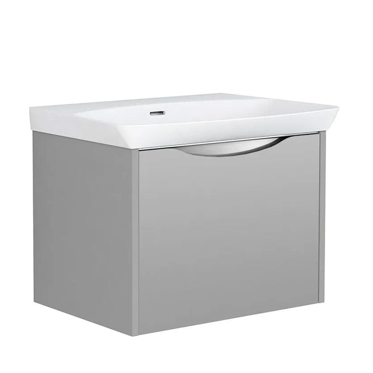 Utopia Lustre 1-Drawer Wall Hung Vanity Unit With Washbasin and LED Illumination - Powder Grey