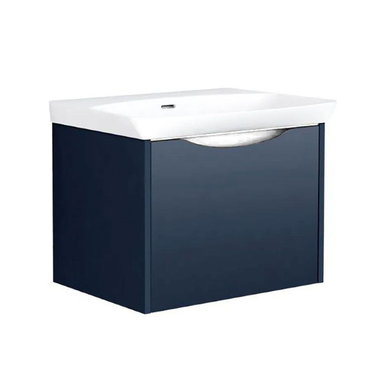 Utopia Lustre 1-Drawer Wall Hung Vanity Unit With Washbasin and LED Illumination - Indigo