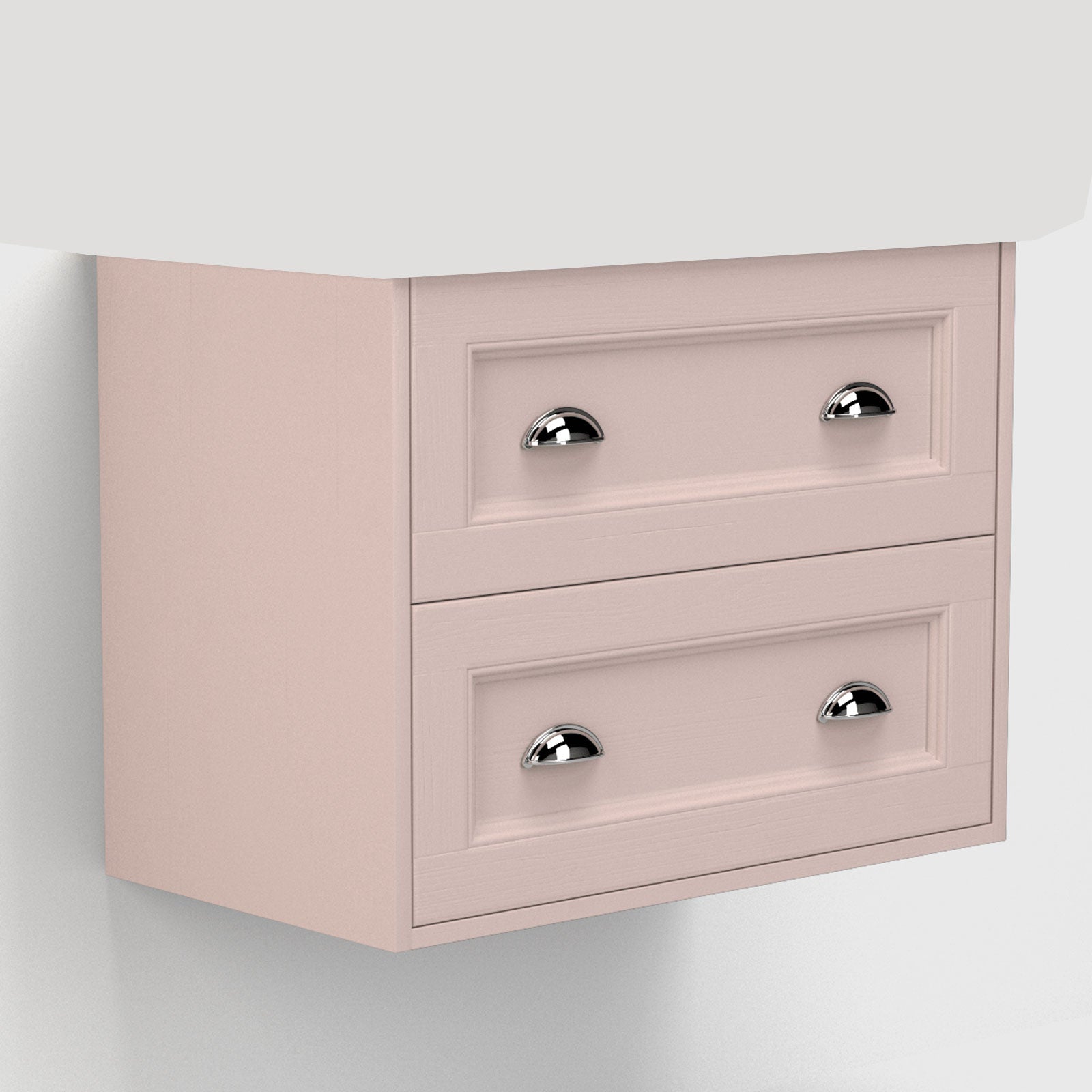 Roseberry 2 Drawer Wall Mounted Vanity Unit With Ceramic Slabtop Washbasin