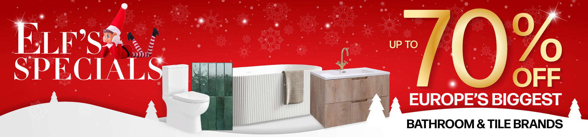 elfs bathroom and tile special sale at deluxe bathrooms banner