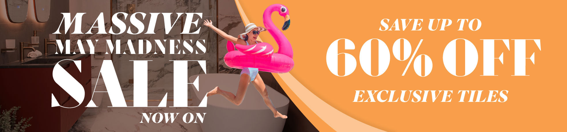 up to 60% off Tiles May Madness Sale Banner