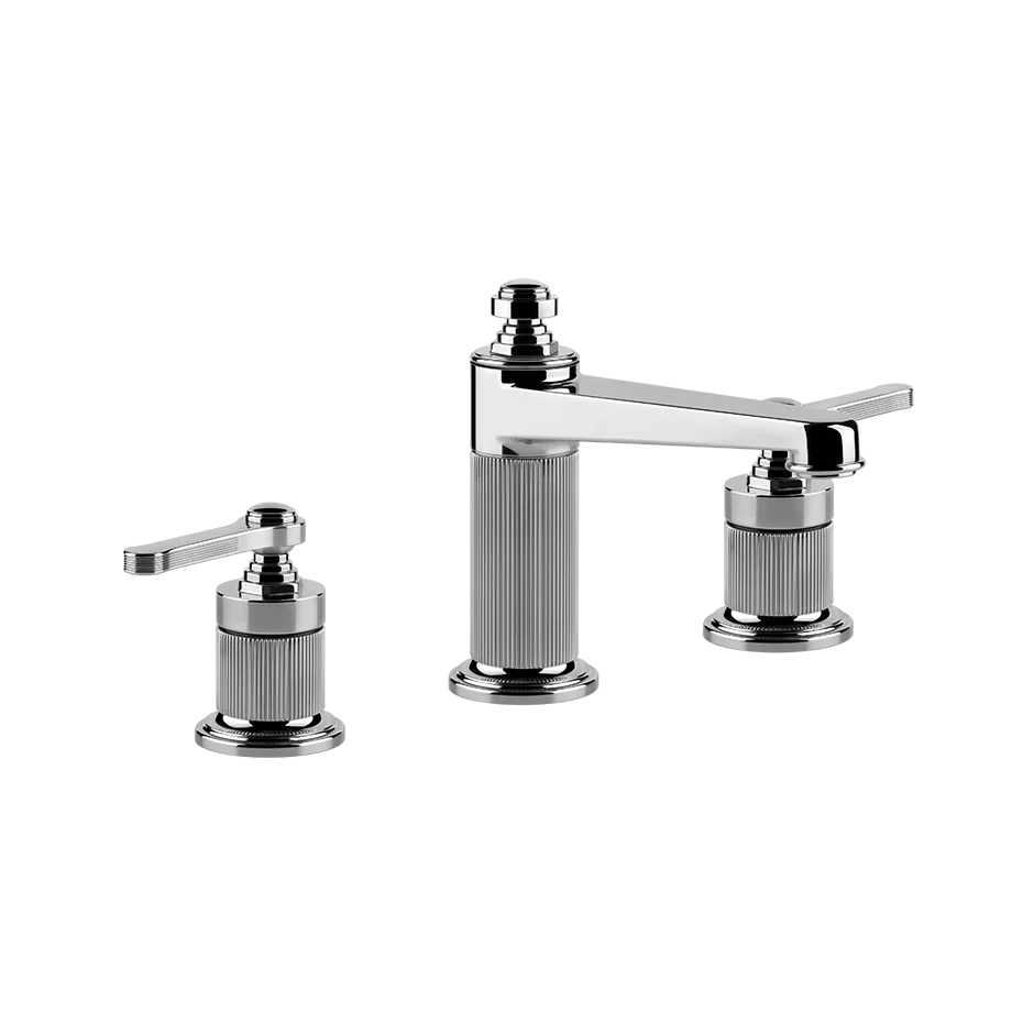 Gessi Venti20 Medium 3-Hole Basin Mixer in chrome finish, supplied by Deluxe Bathrooms.