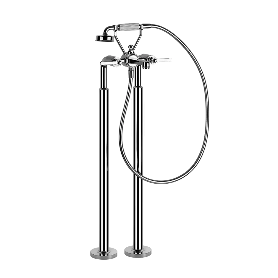 Gessi Venti20 Freestanding Bath Shower Mixer in chrome finish, supplied by Deluxe Bathrooms.