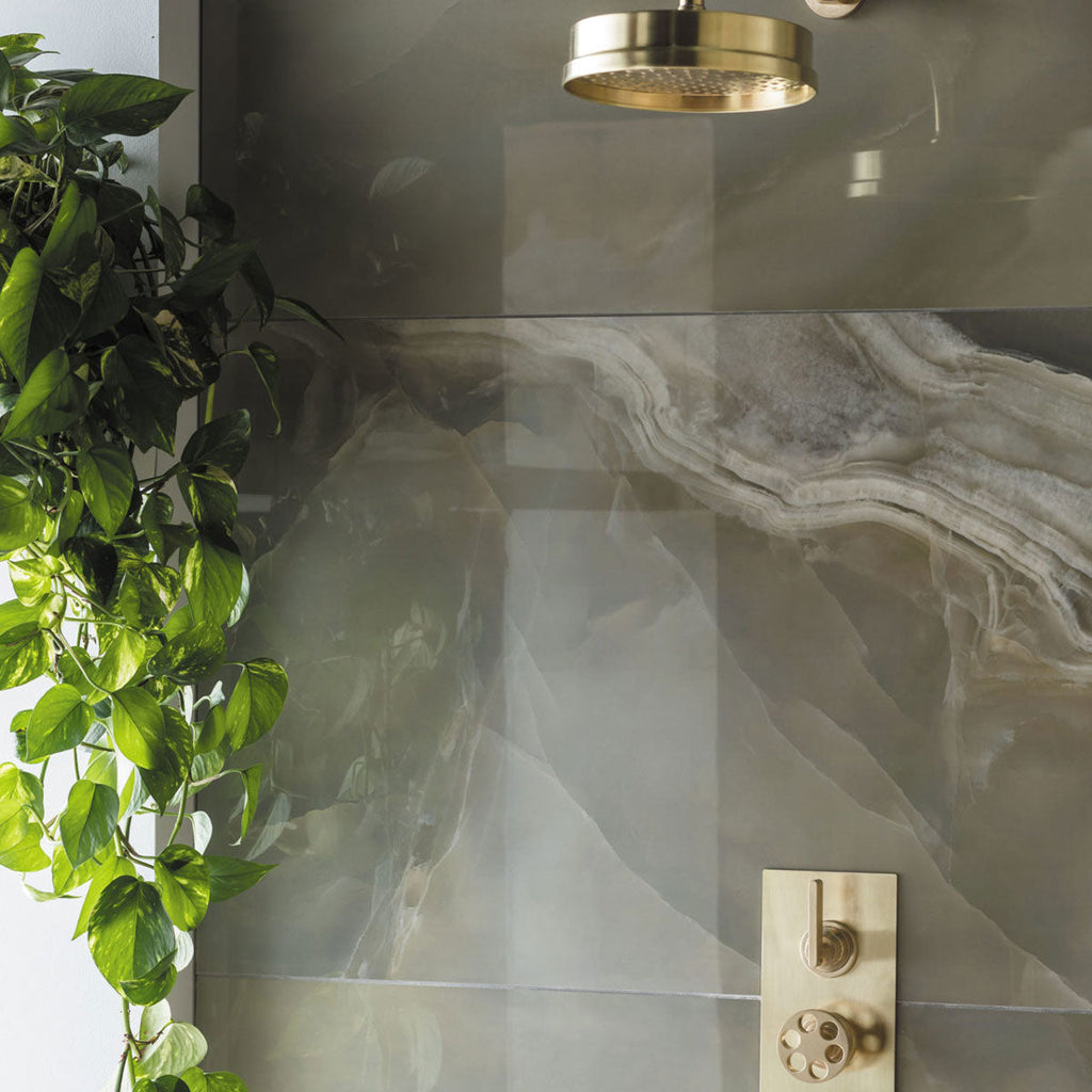 Deluxe Onyx Green Marble Effect Porcelain Tile 60x120cm Gloss | Deluxe ...