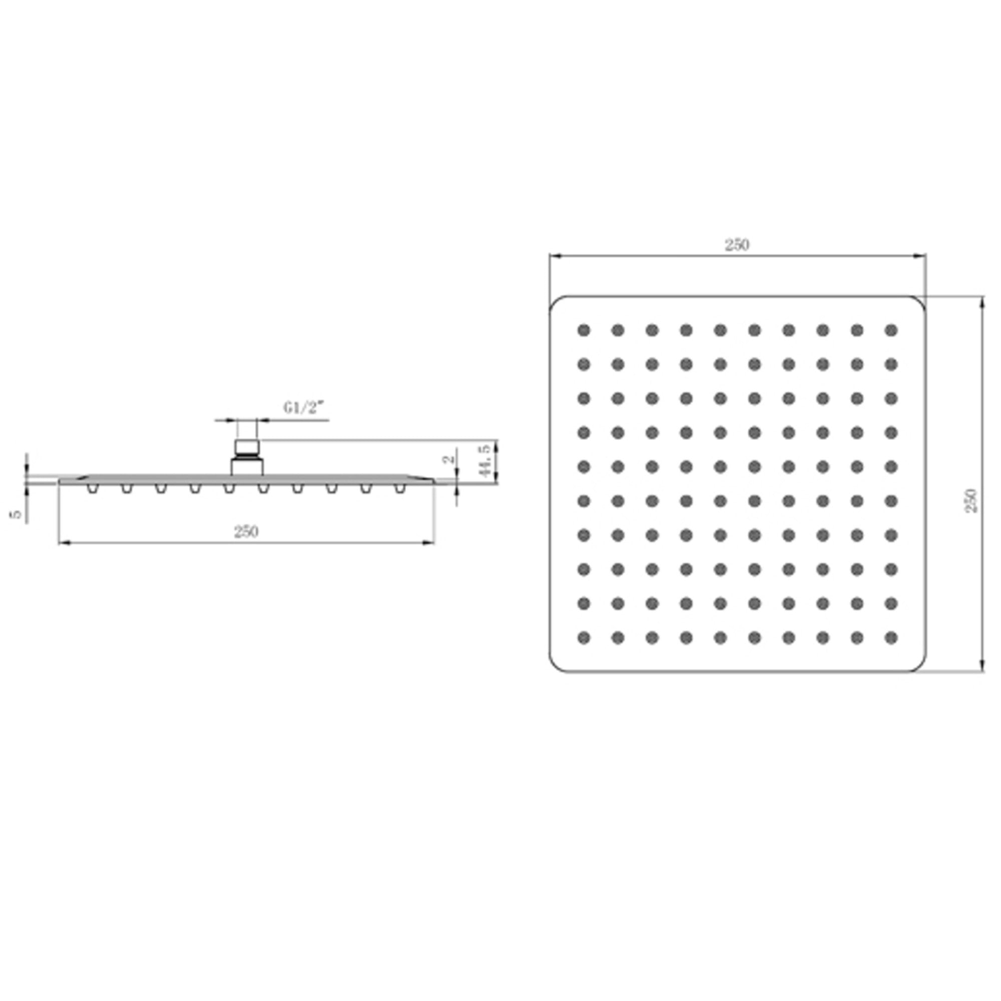 Deluxe Square Concealed 2 Outlet Thermostatic Shower Kit - Brushed Brass