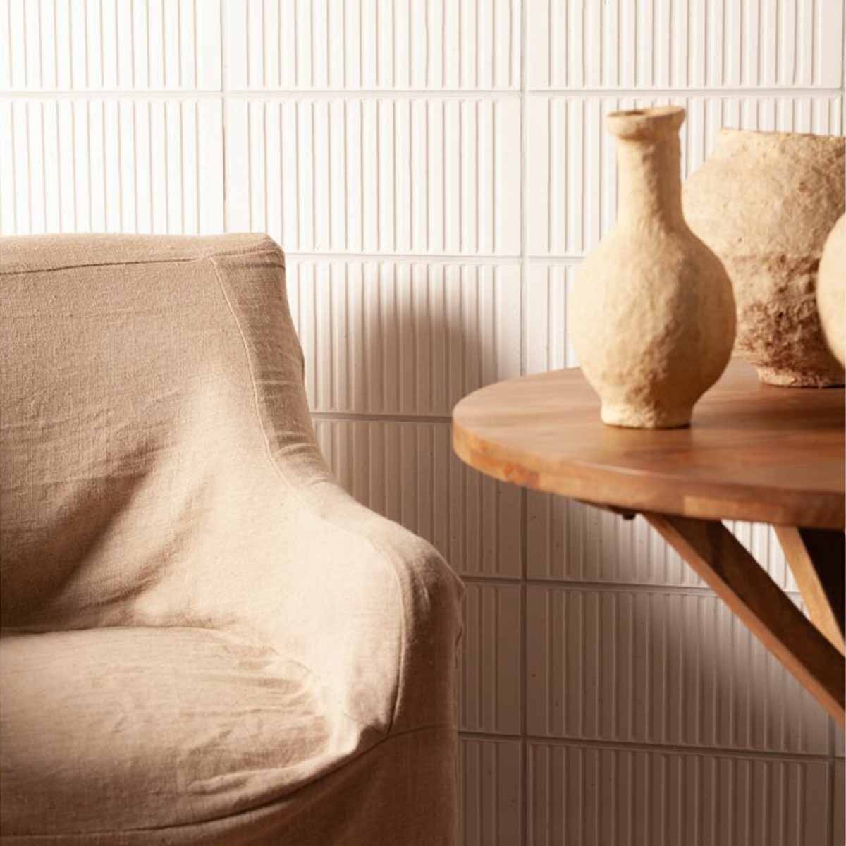 FS Loft White Ceramic Decor Wall Tile 20x40cm
