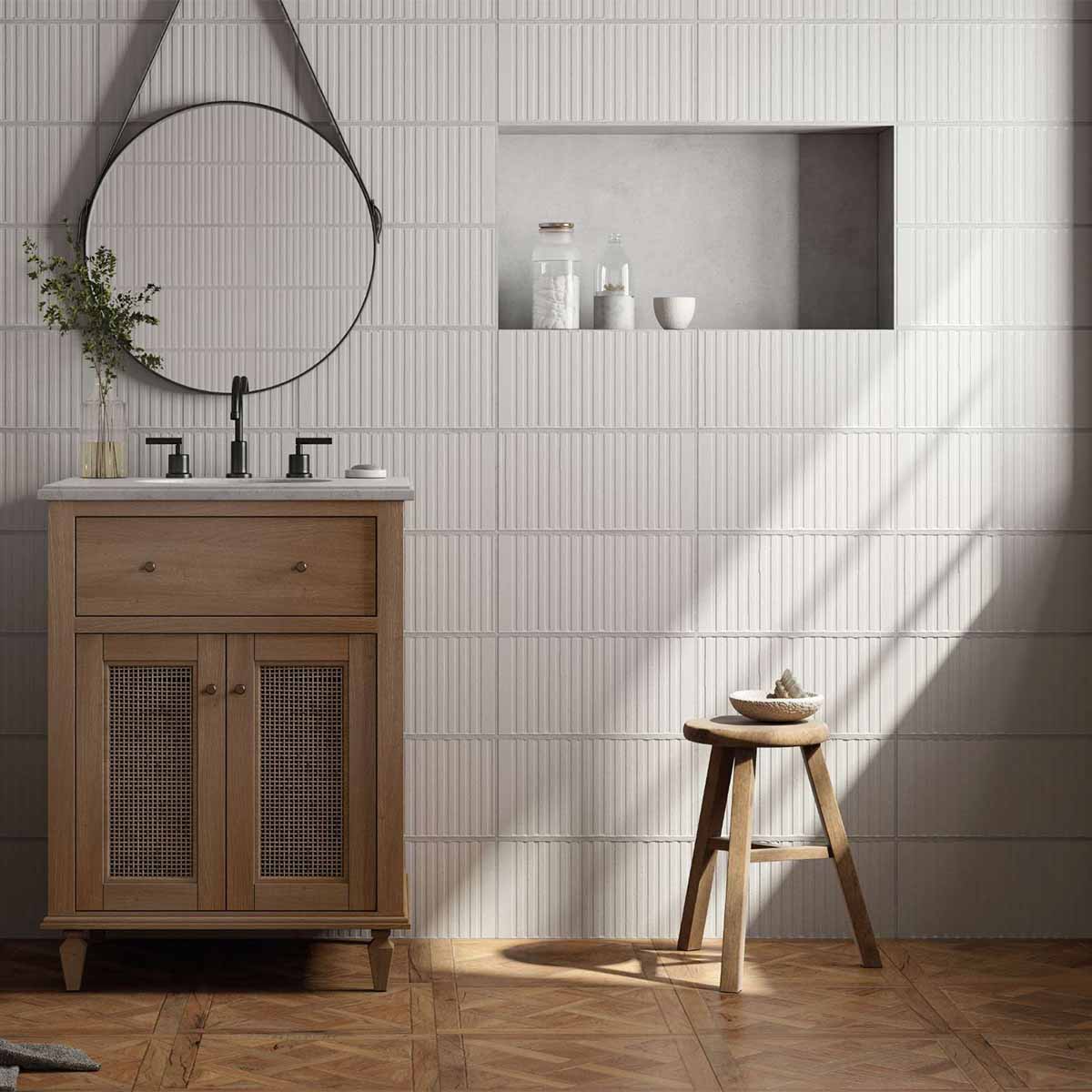 FS Loft White Ceramic Decor Wall Tile 20x40cm