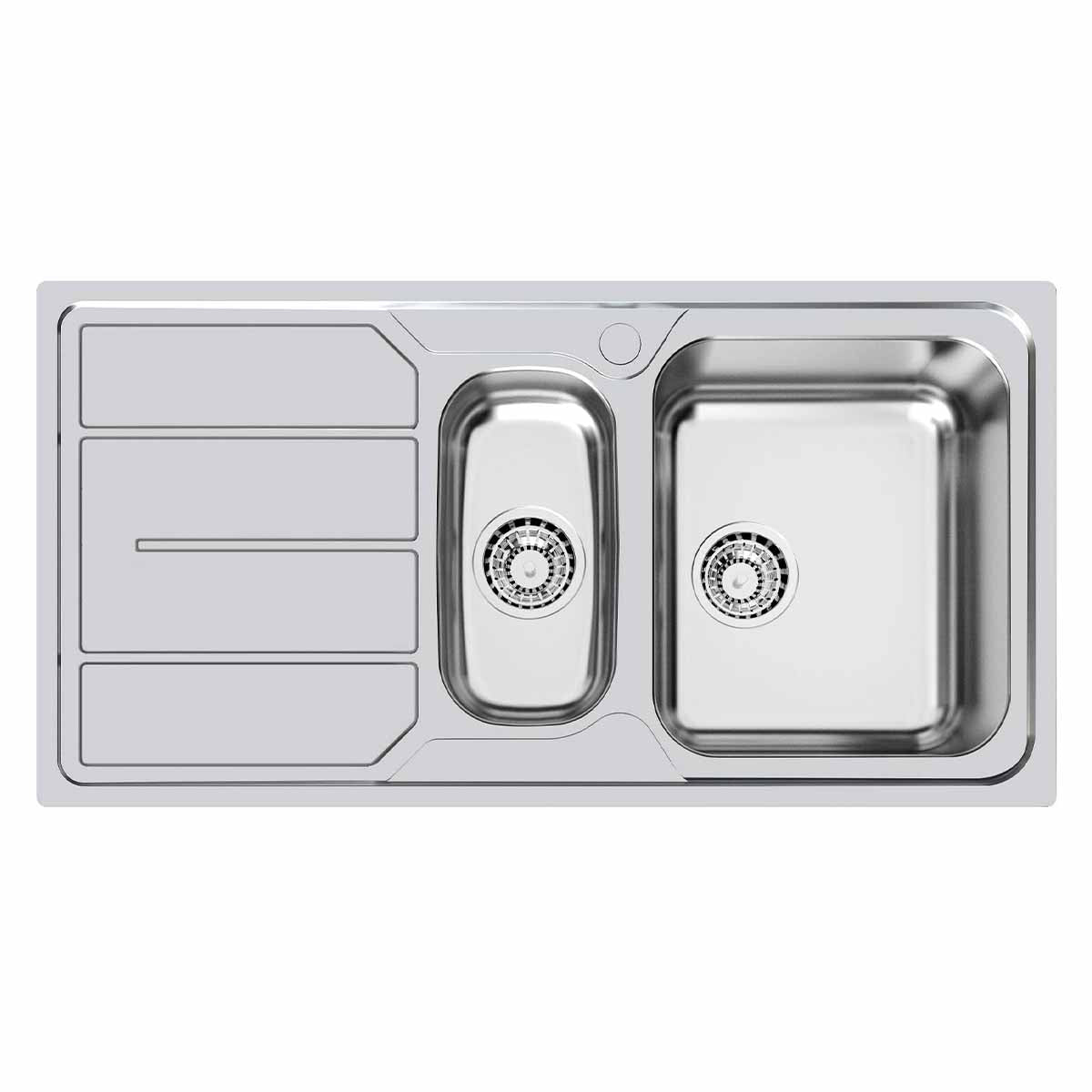 Foster S1000 Single Bowl Kitchen Sink with Drainer Bowl Right Handed 970x500mm Brushed Stainless Steel