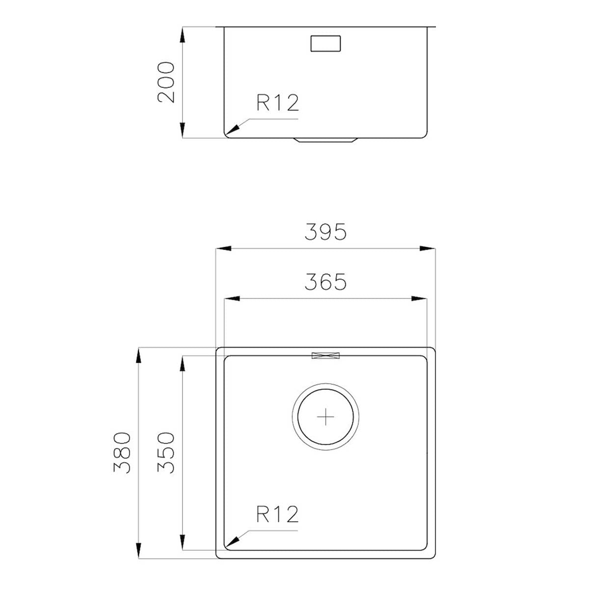 Foster Serie 35 Kitchen Sink 365mm Dimensions