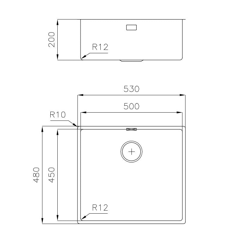 Foster Serie 45 Kitchen Sink 500mm Dimensions