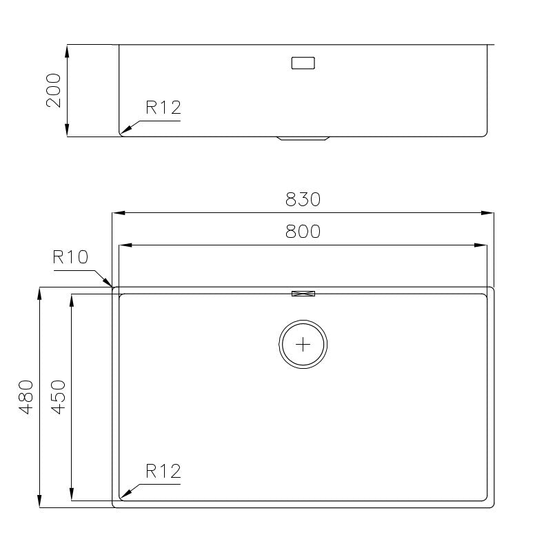 Foster Serie 45 Kitchen Sink 800mm Dimensions