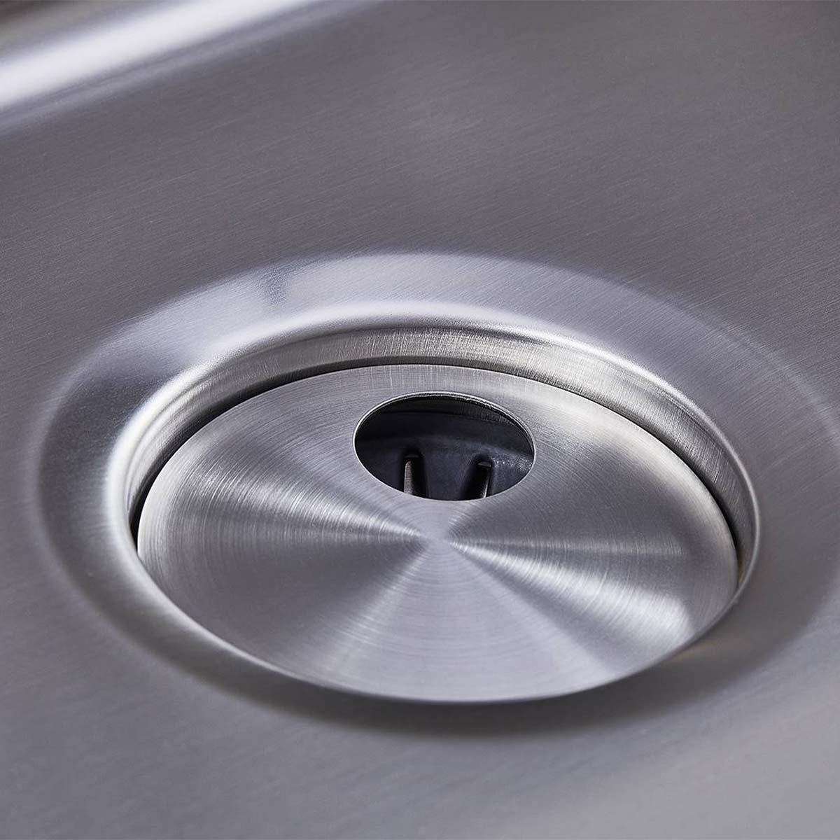 Foster Skin Double Kitchen Sink 750 Brushed Stainless Steel Close Up