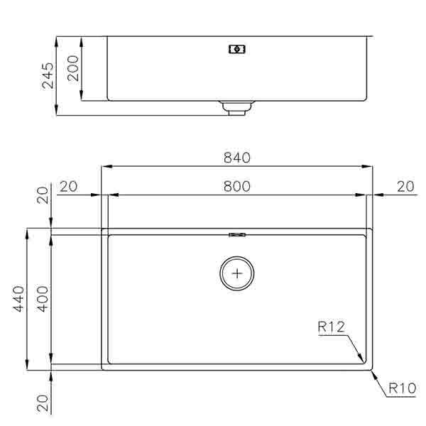 Foster Skin Kitchen Sink 840 Dimensions