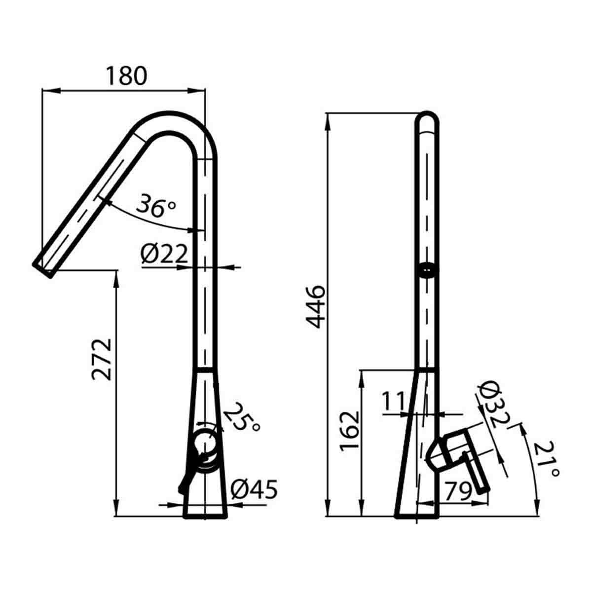 Foster hook single lever kitchen tap dimensions