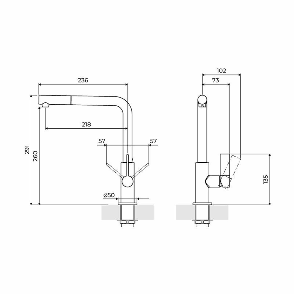 Foster vela plus aesthetica single lever kitchen tap dimensions