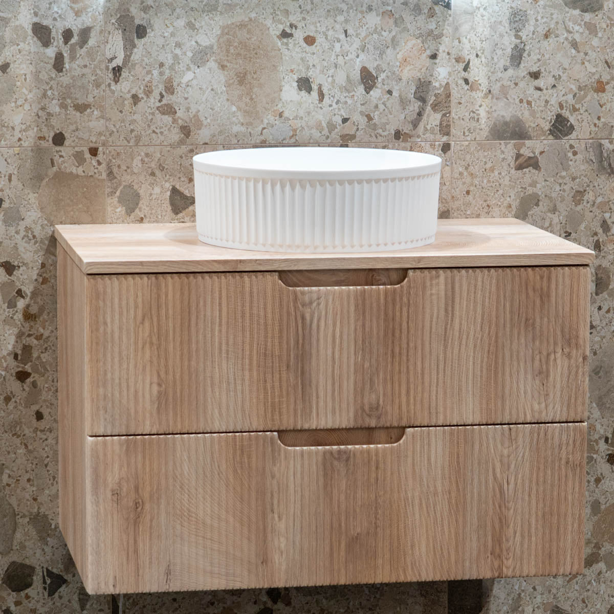 Granlusso Fluted Solid Surface Countertop Basin Round