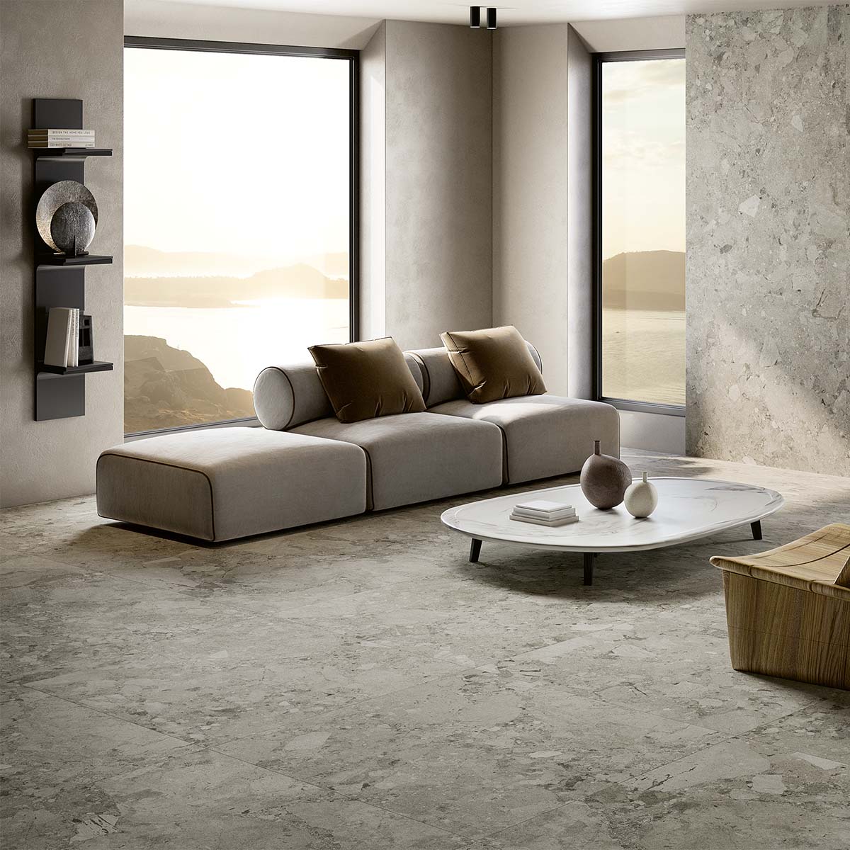 Sassari Grigio 60.4x120cm Stone Effect Porcelain Tile Matt Lifestyle