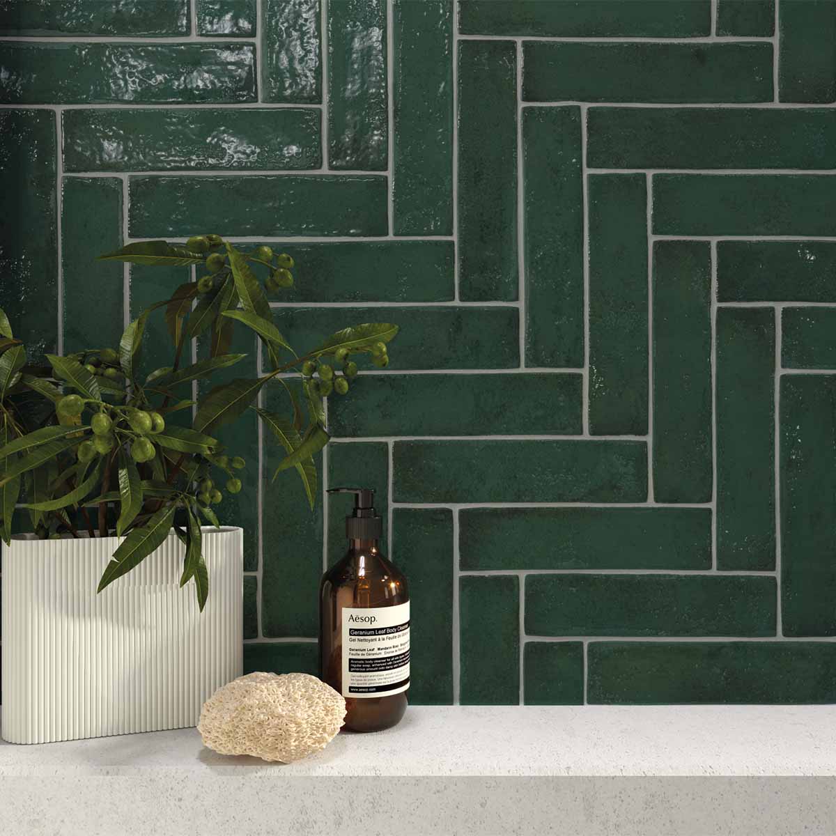 Sunset Green Decor Wall Tile 6x25cm Gloss