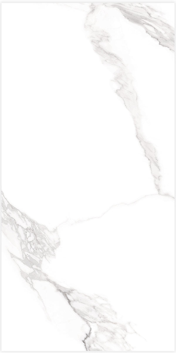 Torano Bianco Marble Effect Porcelain Tile Polished 60 x 120cm Pattern