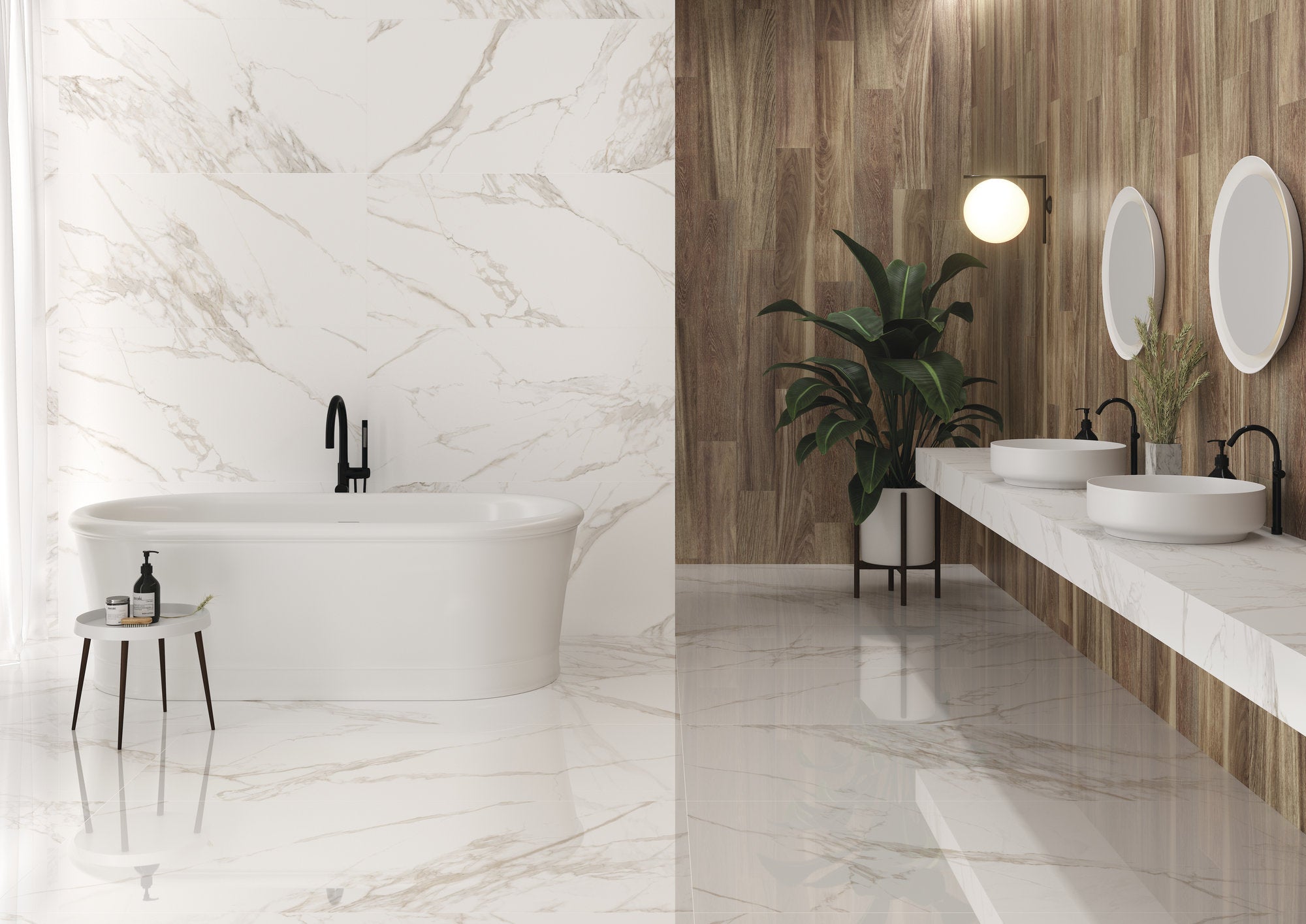 Torano Bianco Marble Effect Tile Polished 60 x 120cm