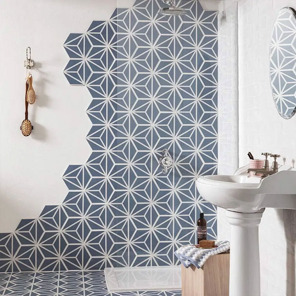 Varadero Azure Hexagonal Porcelain Tile Matt 20x23cm