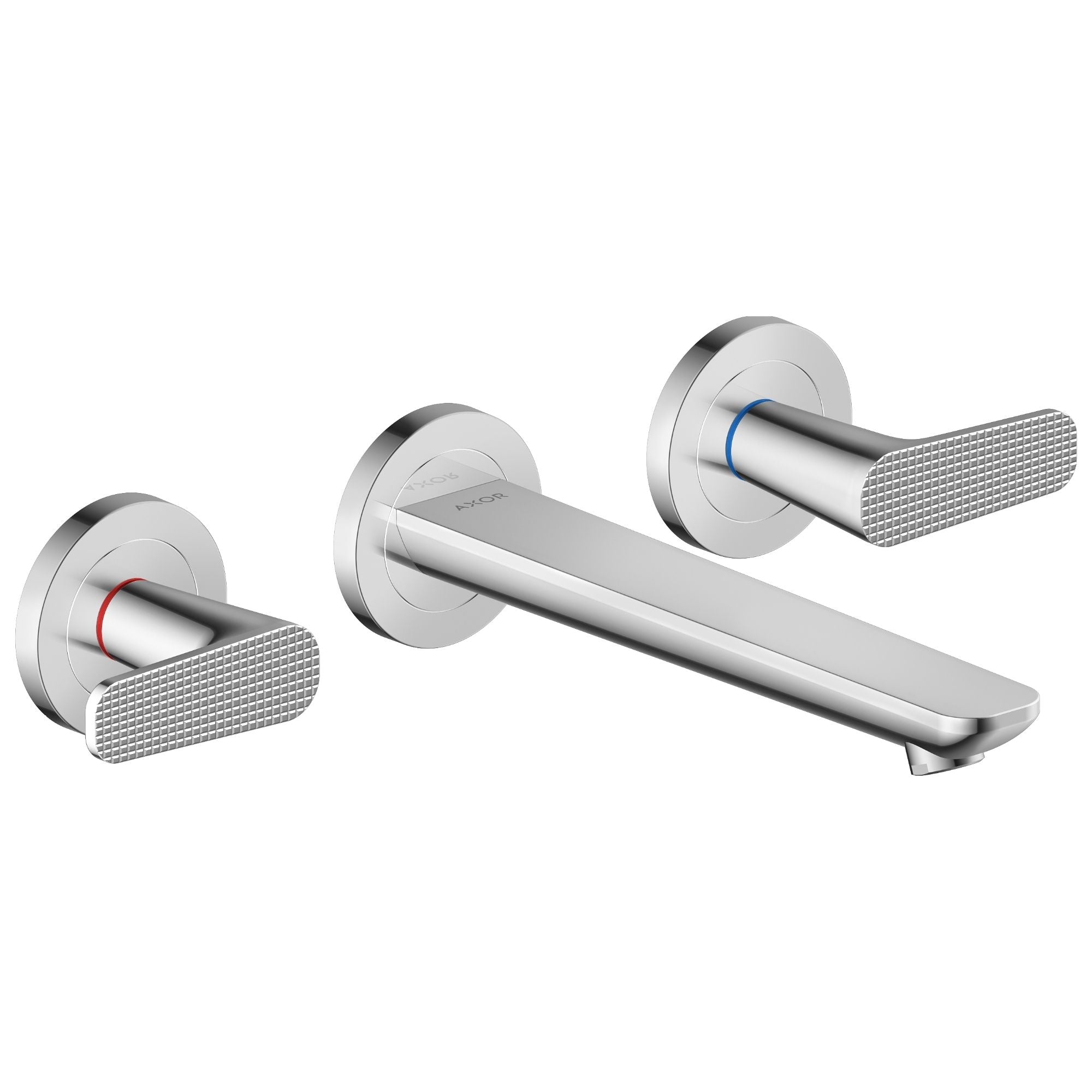Axor Citterio C 3 Hole Wall Mounted Basin Mixer Tap With Waste Cubic Cut Chrome