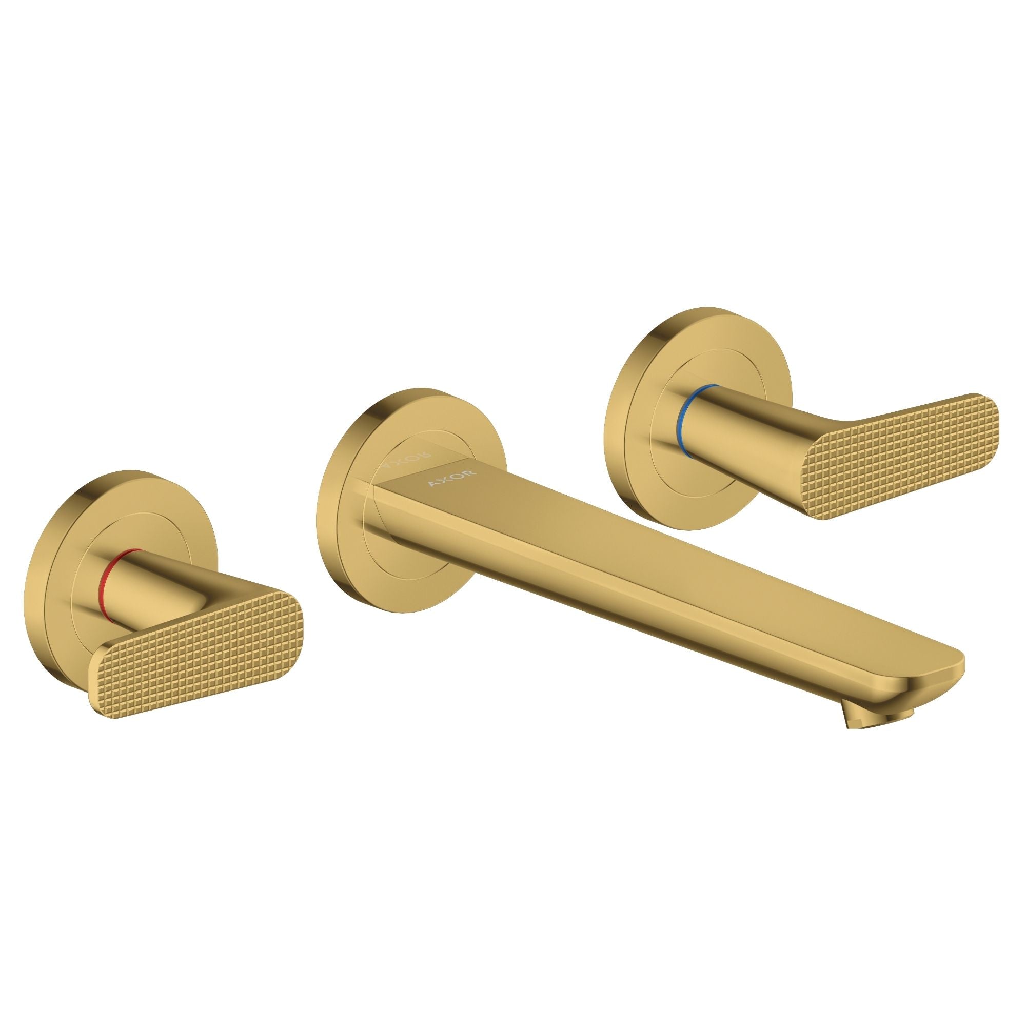 Axor Citterio C 3 Hole Wall Mounted Basin Mixer Tap With Waste Cubic Cut Polished Gold Optic
