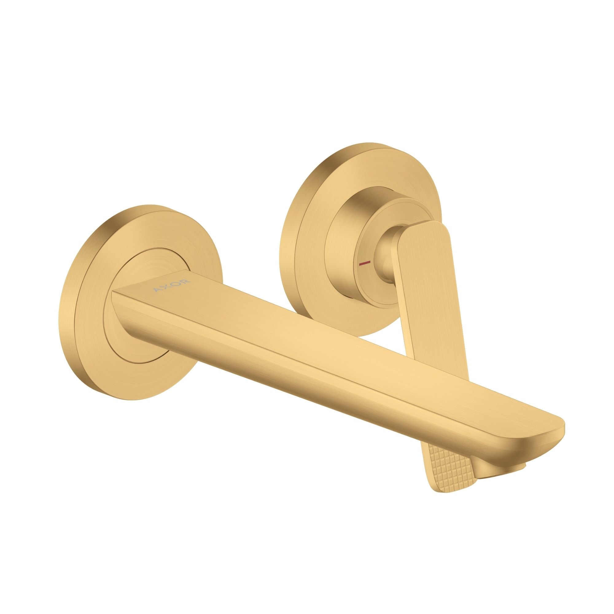 Axor Citterio C Brushed Gold Optic Wall Mounted 2 Hole Basin Mixer Tap Cubic Cut Brushed Gold Optic
