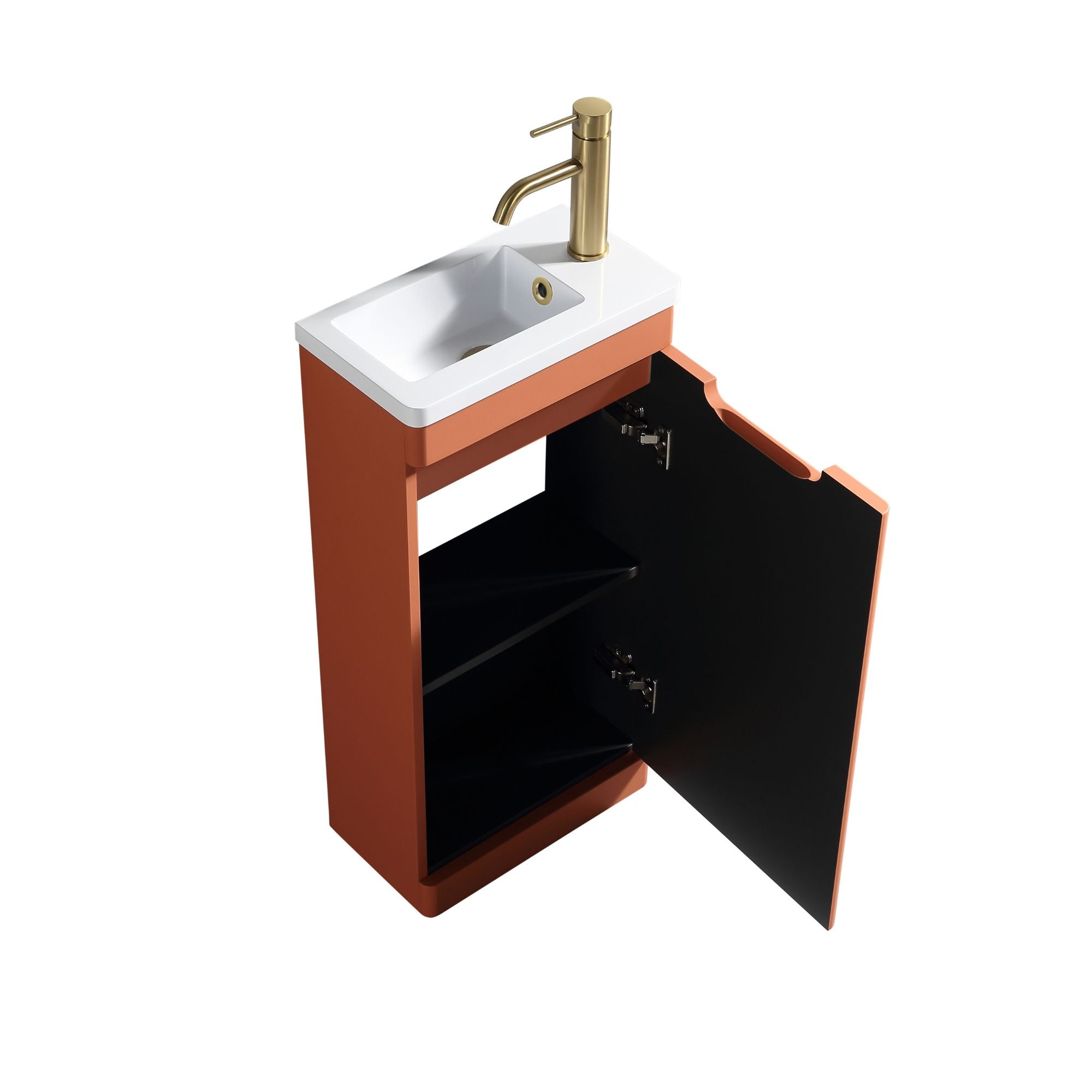 Ayr 400mm Floorstanding Cloakroom Vanity Unit With Composite Basin Bruciata Orange Deluxe Bathrooms