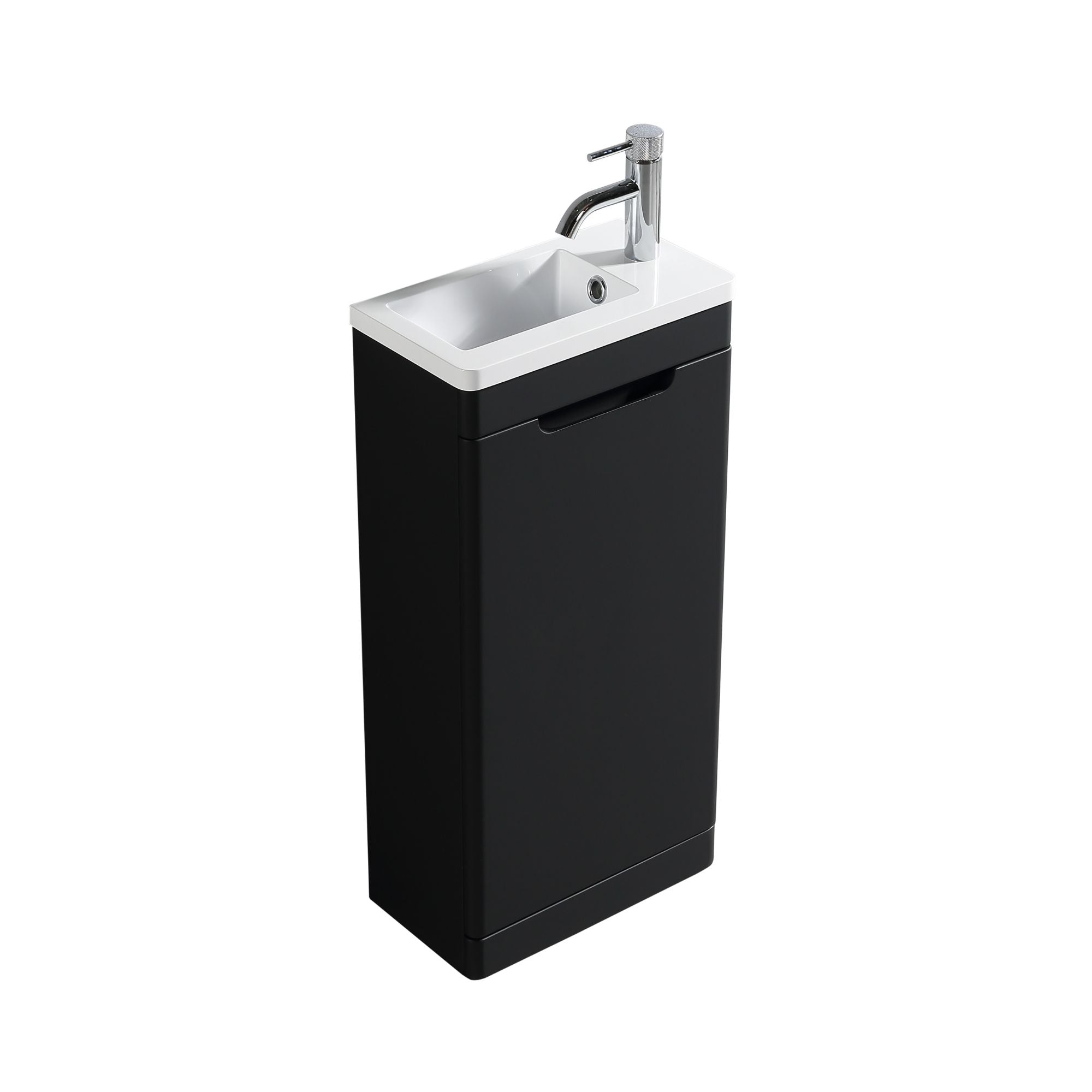 Ayr 400mm Floorstanding Cloakroom Vanity Unit With Composite Basin Silk Black Deluxe Bathrooms