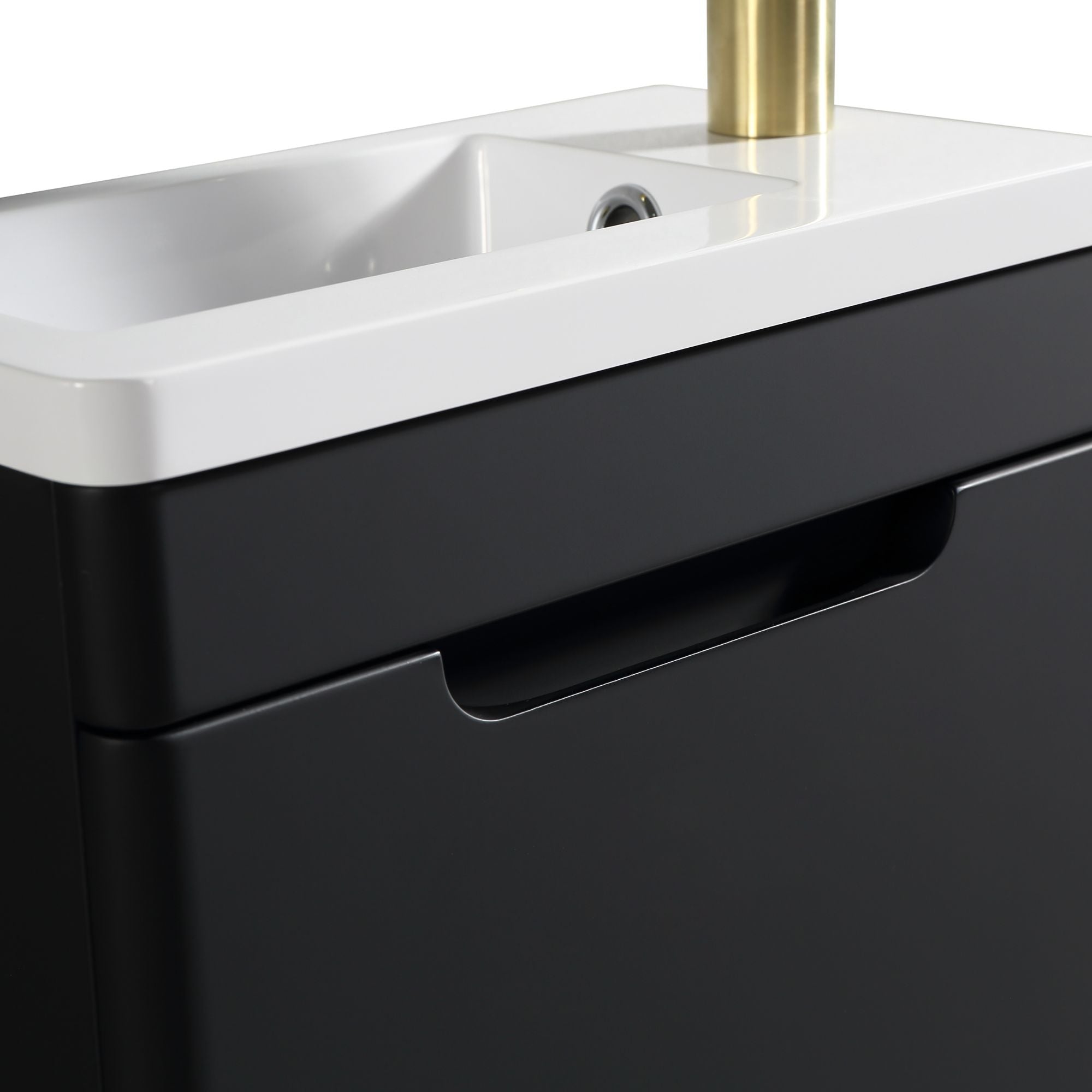 Ayr 400mm Floorstanding Cloakroom Vanity Unit With Composite Basin Silk Black Deluxe Bathrooms