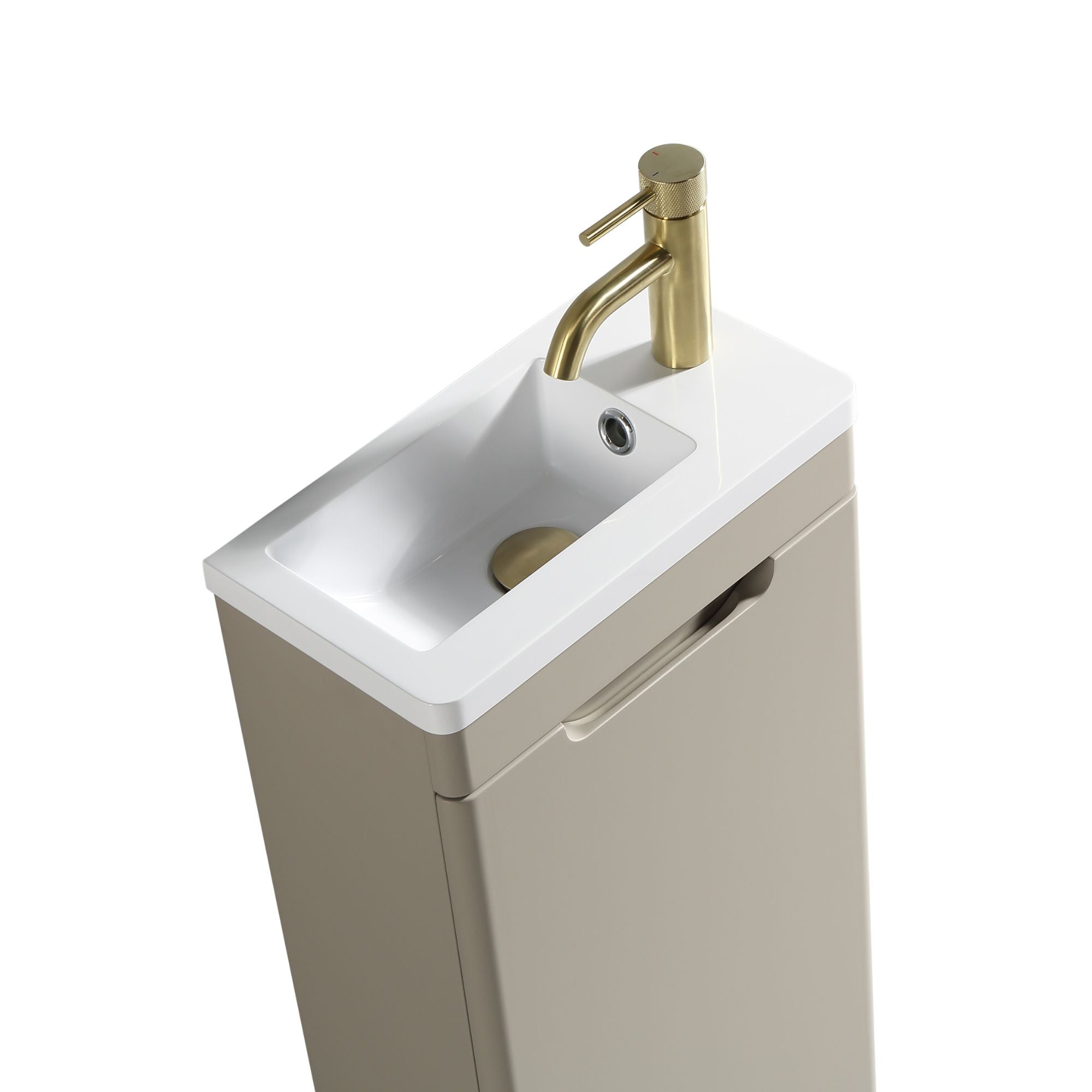 Ayr 400mm Floorstanding Cloakroom Vanity Unit With Composite Basin Soft Coffee Deluxe Bathrooms