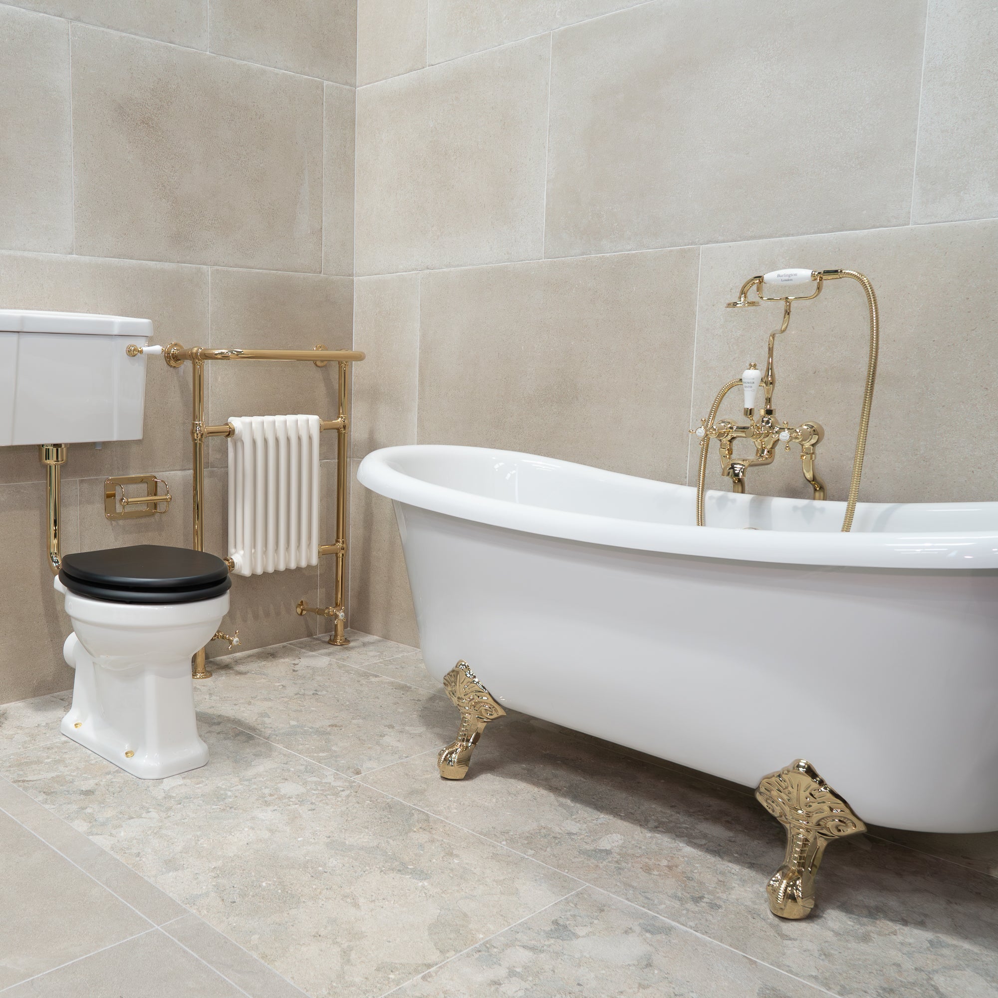 Burlington Bateau Freestanding Double-Ended Bath 1700mm with Gold Feet