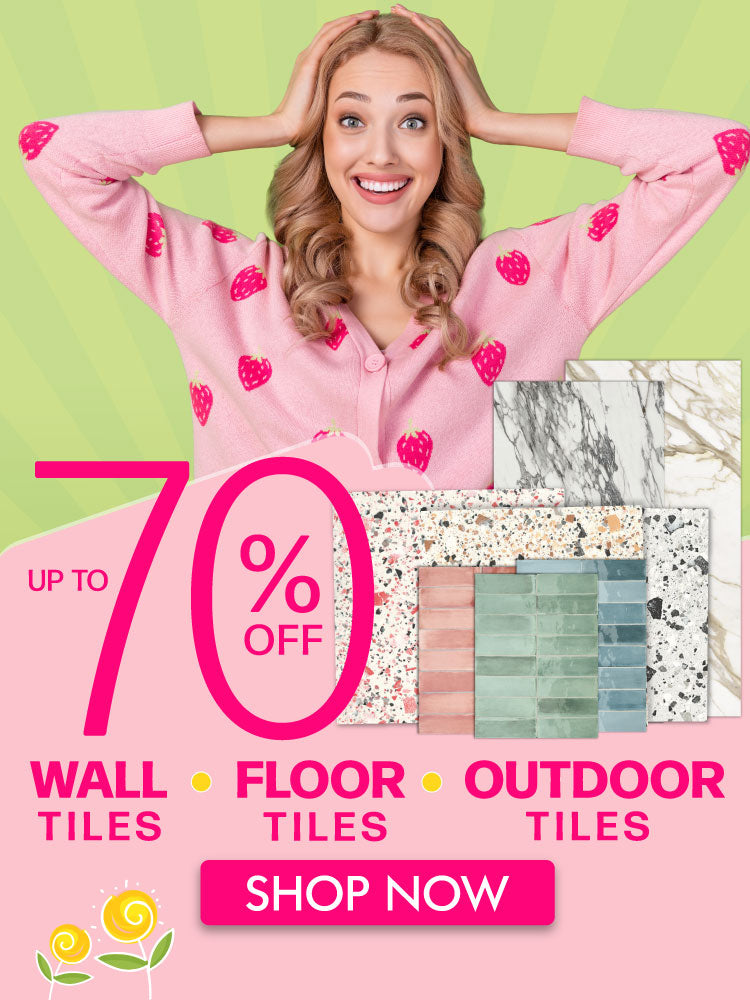 UP TO 70% OFF BATHROOM AND TILE SPRING SALE BANNER