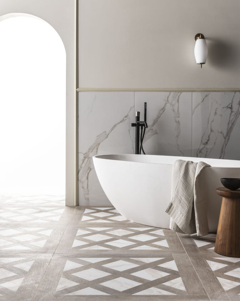 Bjorn Mocha Gold Wood Effect Porcelain Tile 90x90cm Matt