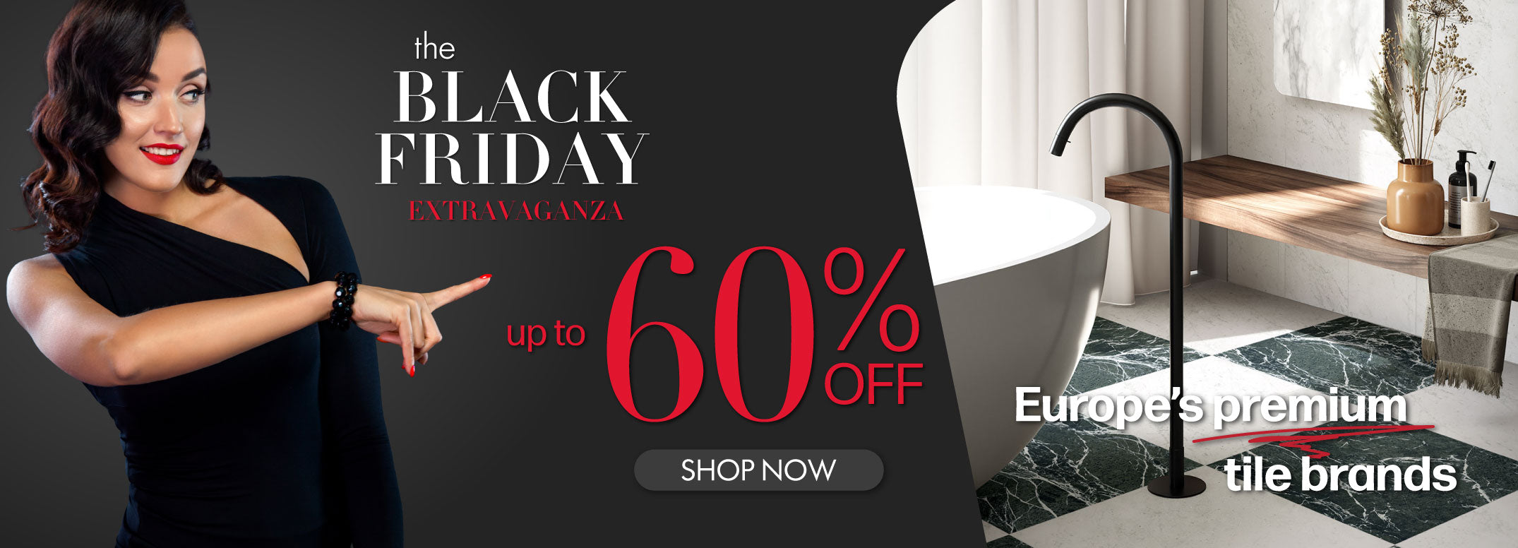 Black Friday Tile Sale at Deluxe Bathroom Banner