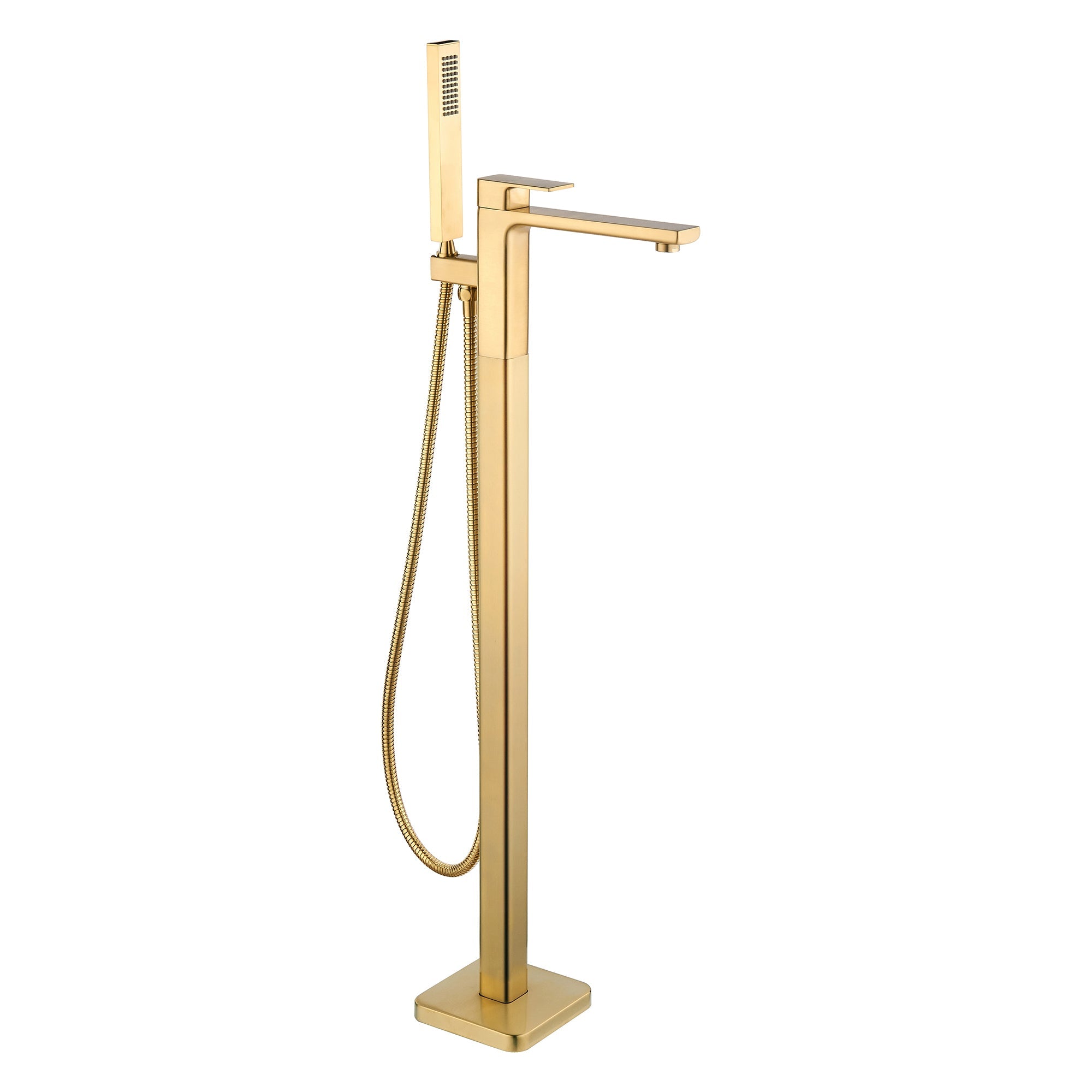 brisbane square single lever floorstanding bath shower mixer brushed brass