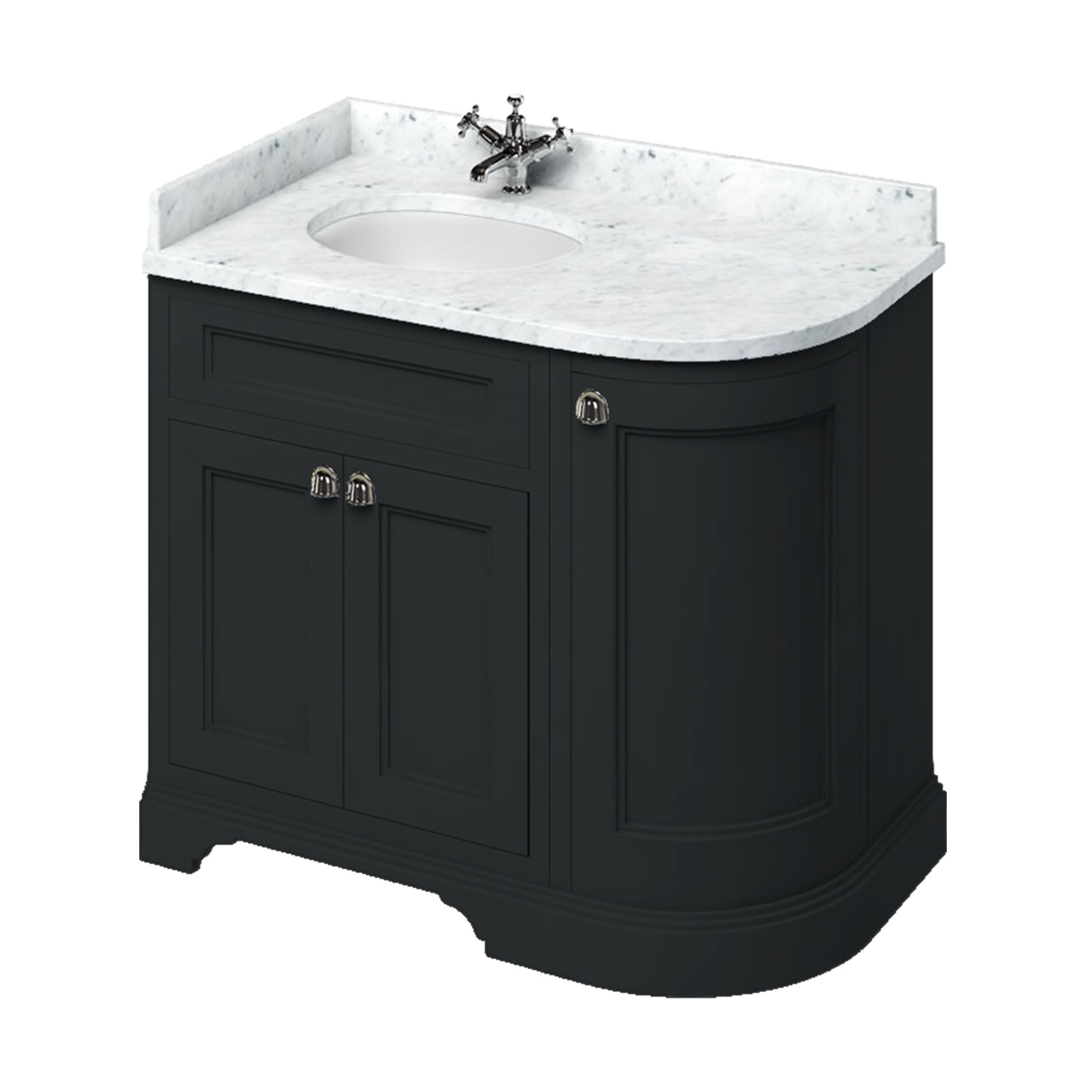 Burlington 1000 Freestanding Curved Corner Vanity Unit With Worktop and Basin