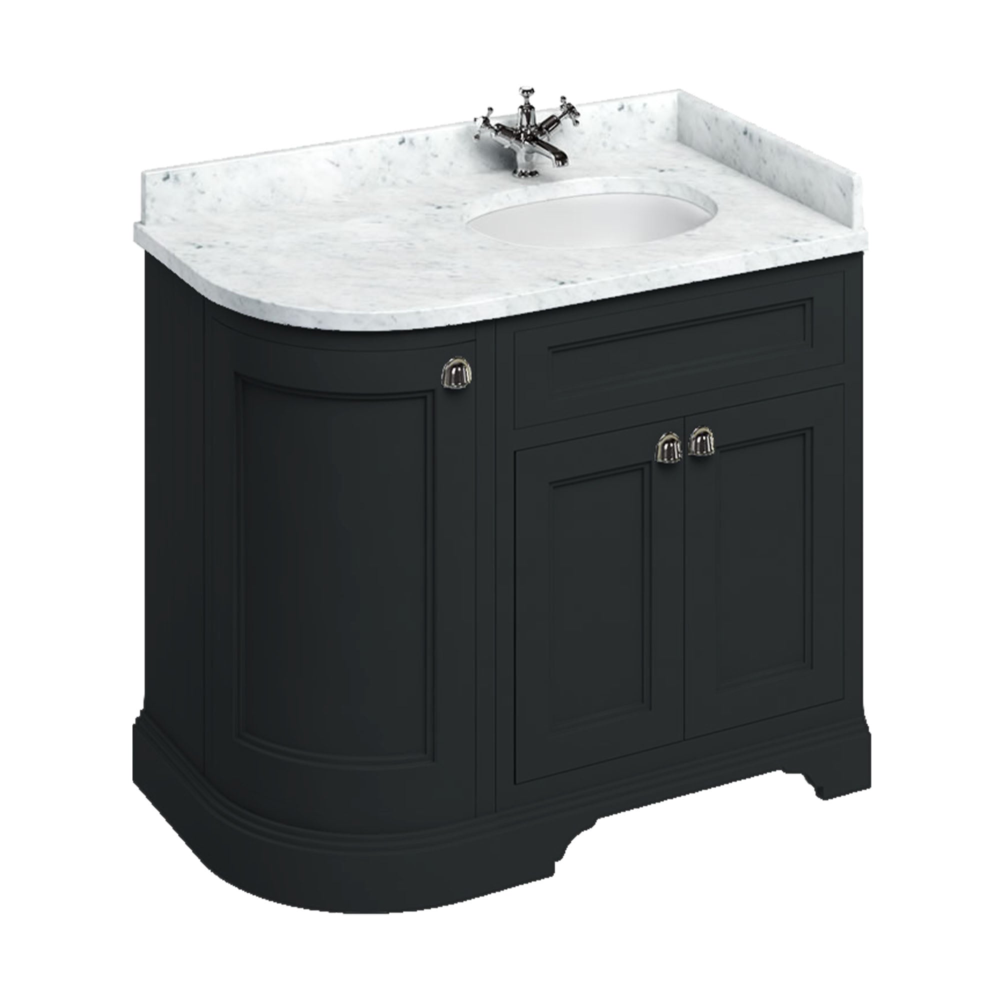 Burlington 1000 Freestanding Curved Corner Vanity Unit With Worktop and Basin