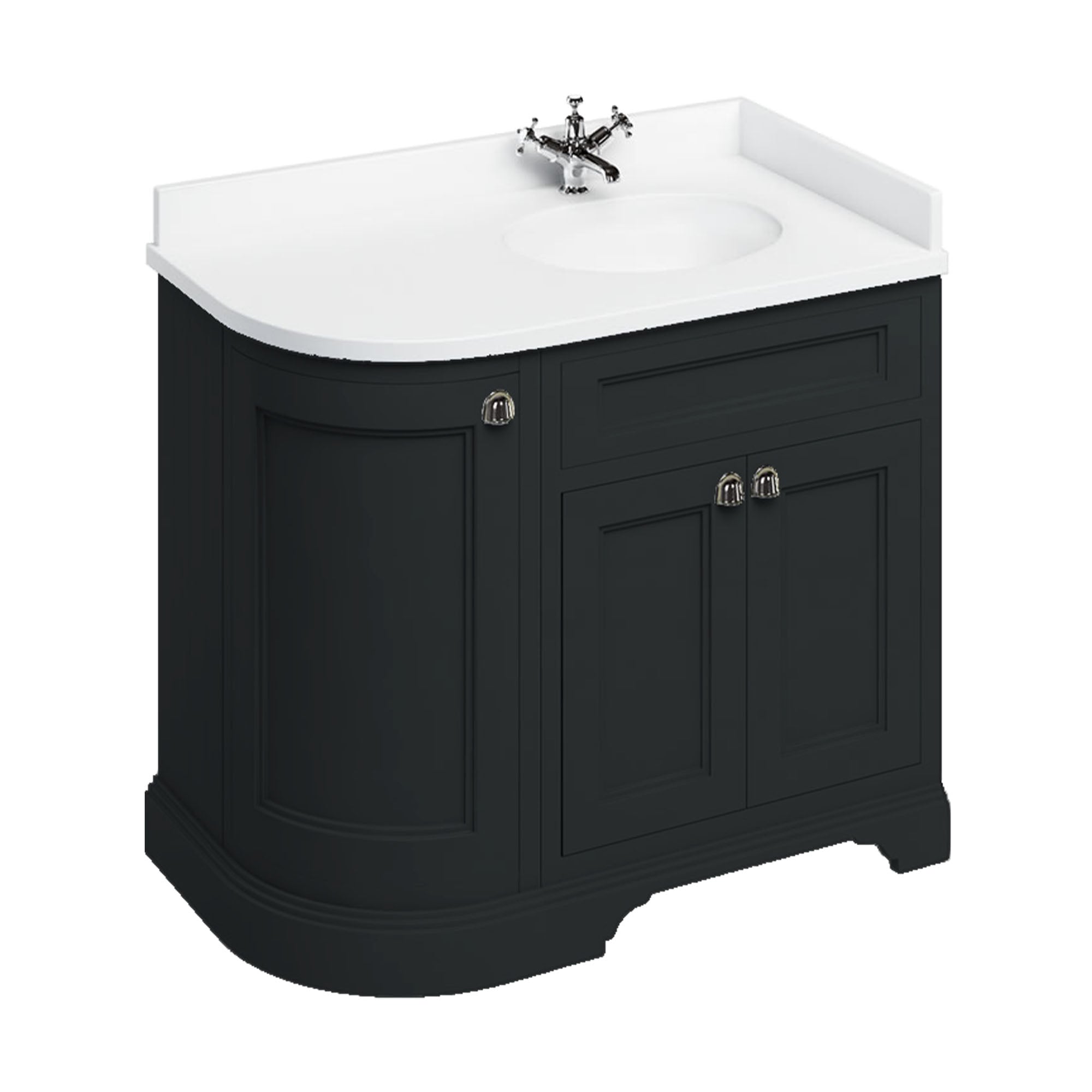 Burlington 1000 Freestanding Curved Corner Vanity Unit With Worktop and Basin