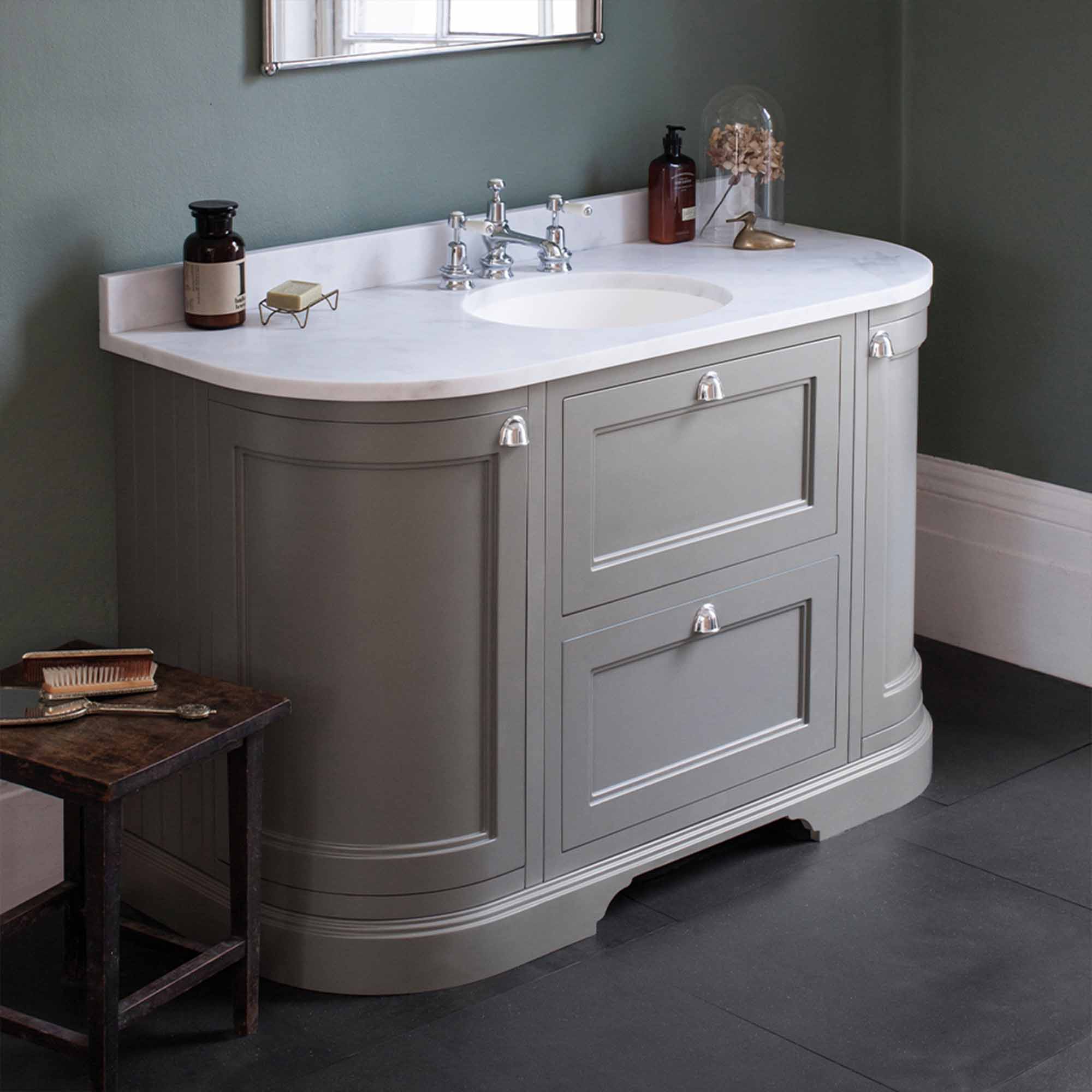 Burlington 1340 Freestanding 4-Door Curved Vanity Unit With Worktop and Basin