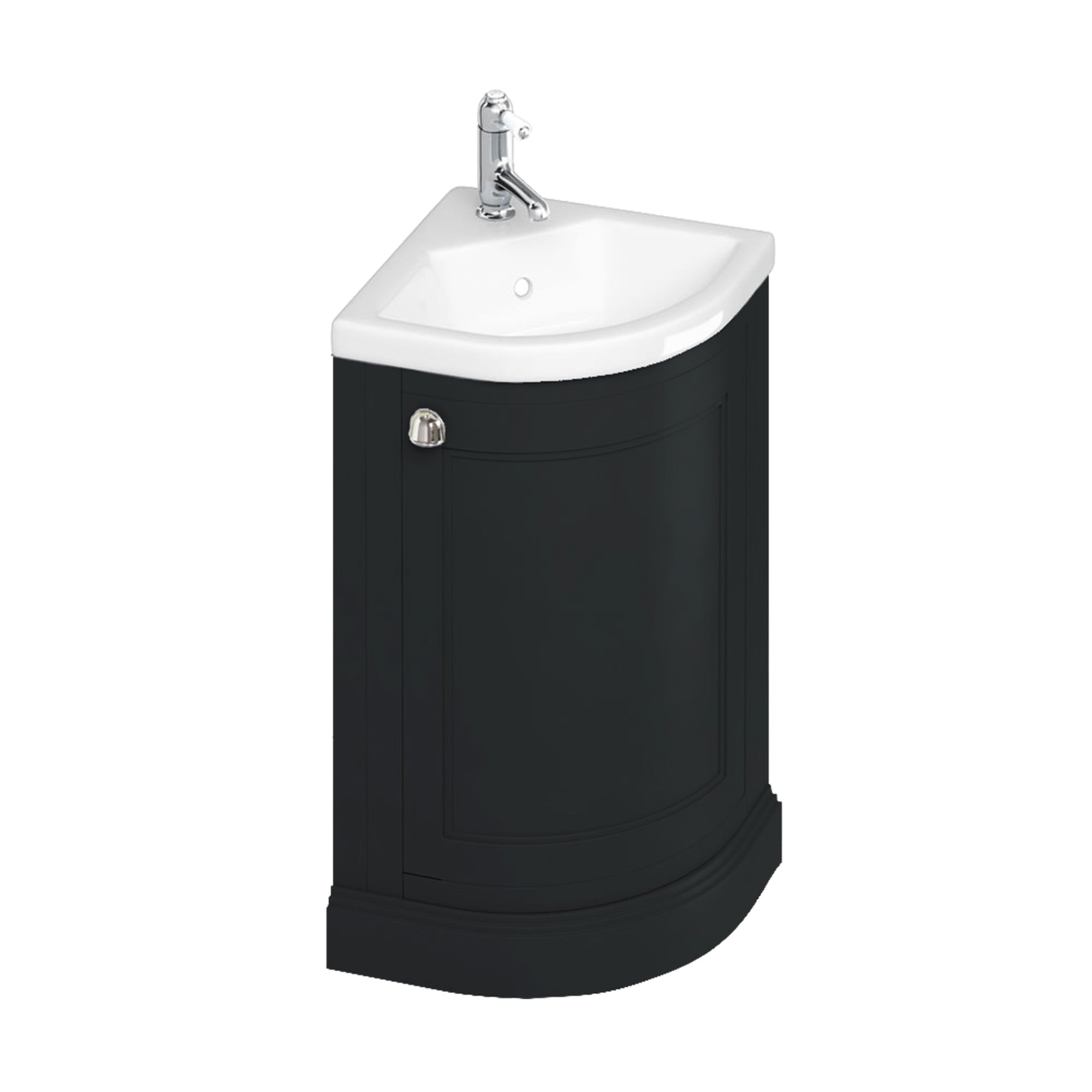 burlington 43 freestanding cloakroom corner vanity unit with basin matt black