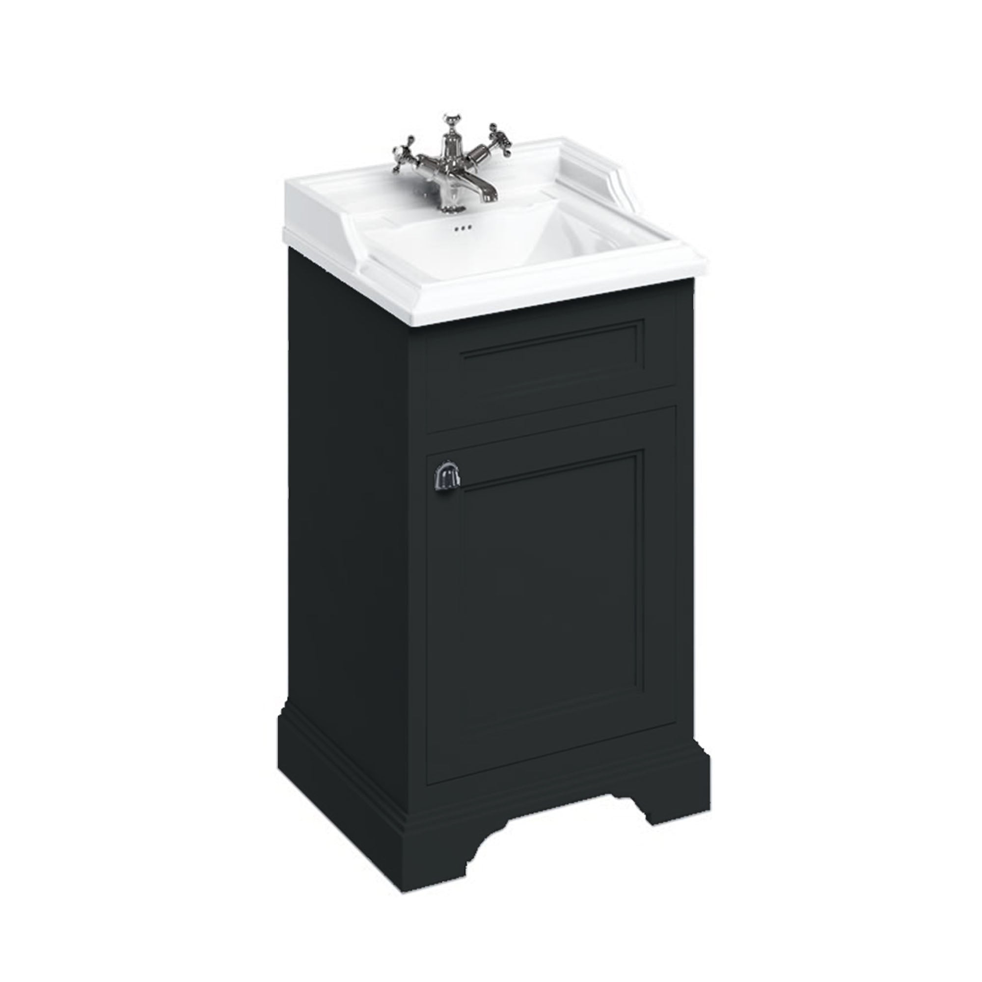 burlington 50 freestanding cloakroom vanity unit with basin classic matt black