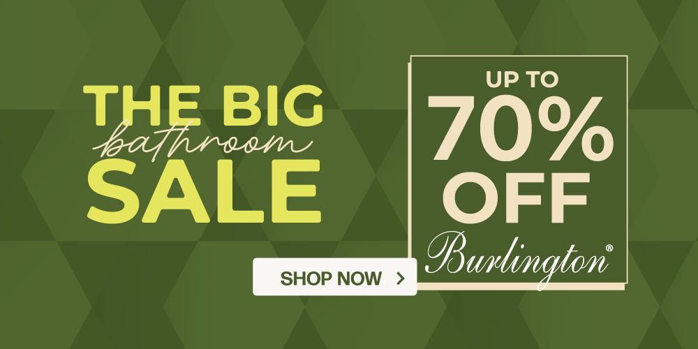 Burlington autumn 2026 promo block image for the big bathroom sale in Deluxe Bathrooms.