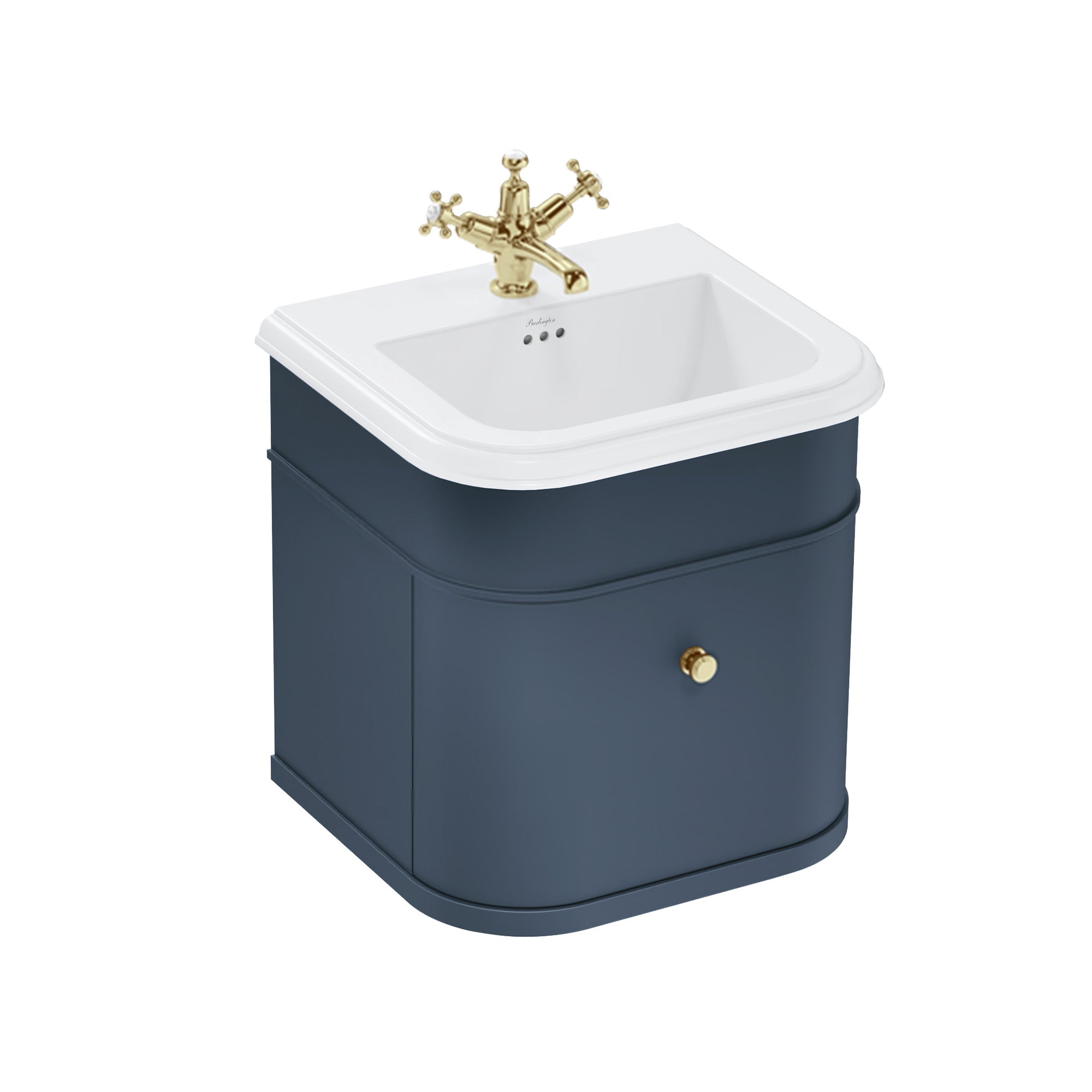 burlington chalfont 550mm wall mounted vanity unit with ceramic basin blue